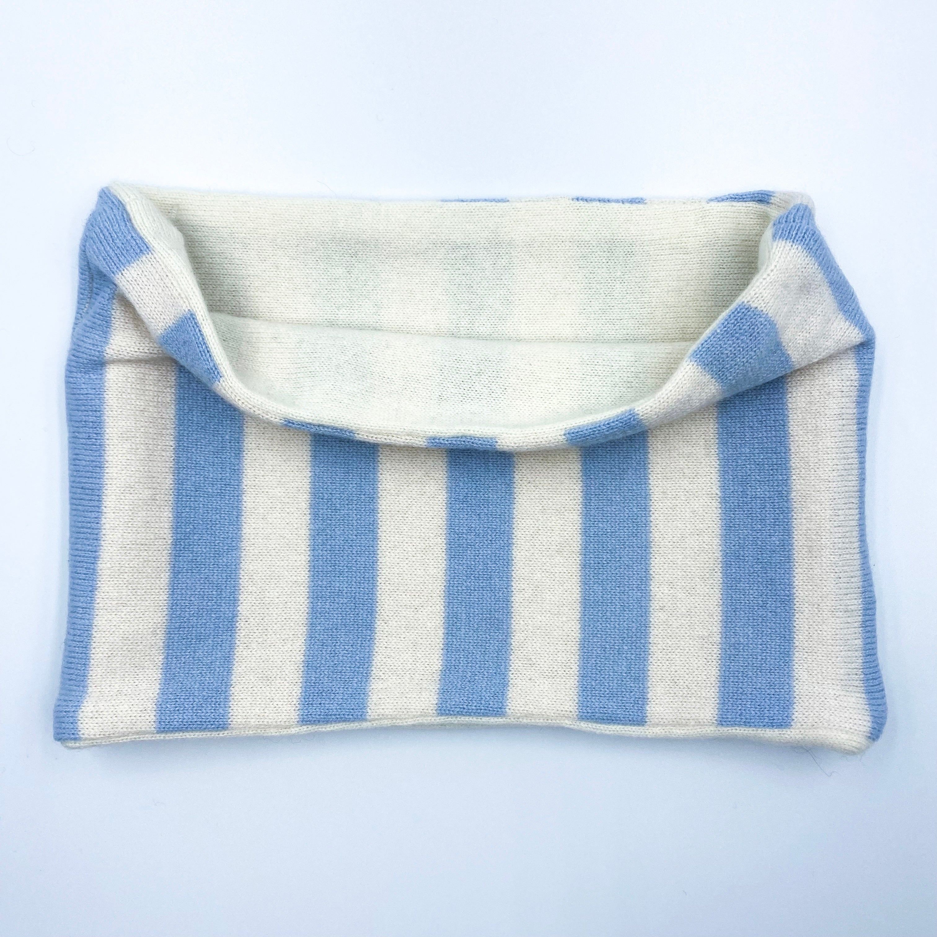Pale Blue and Ivory Striped Neck Warmer