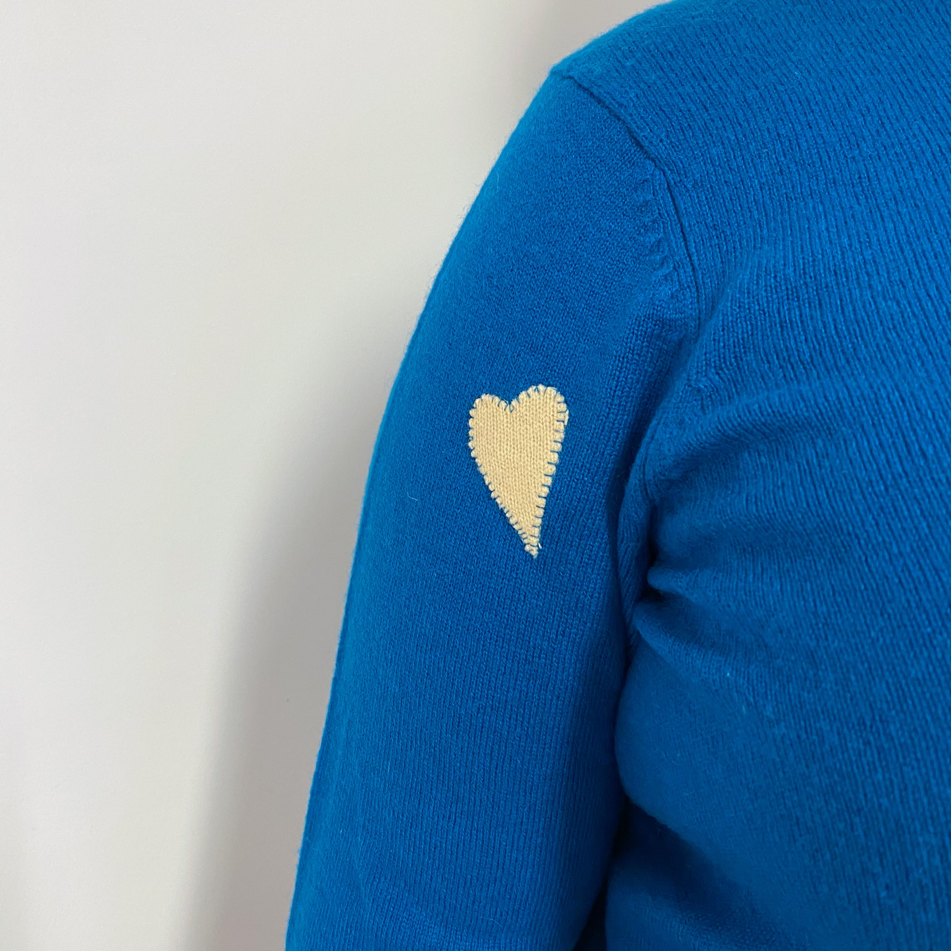 Teal Blue Heart Crew Neck Jumper Extra Large