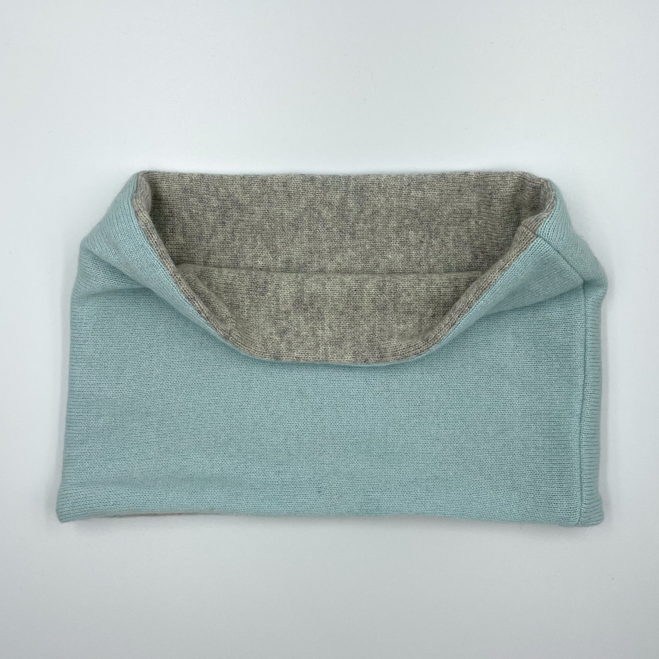 Pale Aqua and Grey Cashmere Neck Warmer