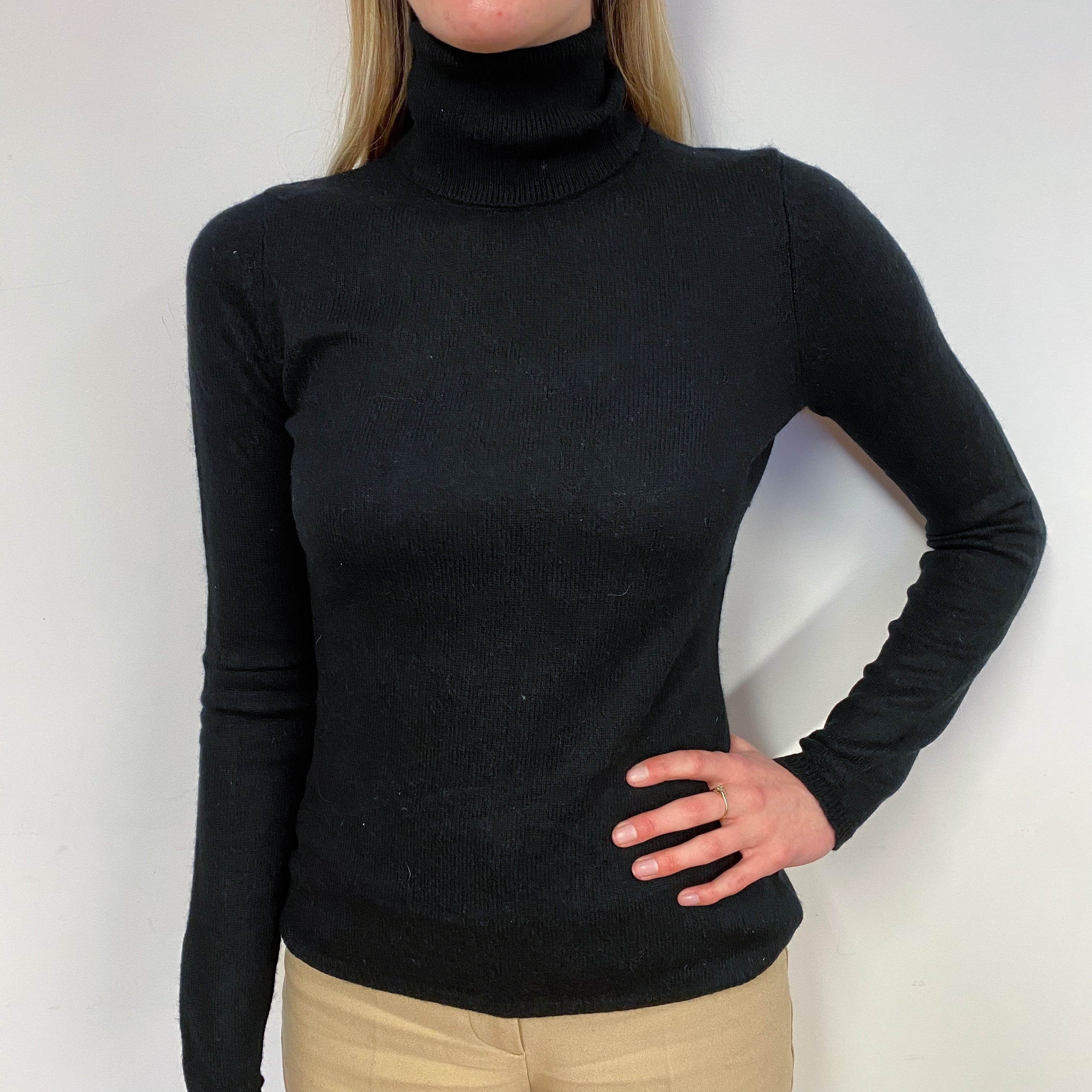Black Polo Neck Jumper Small