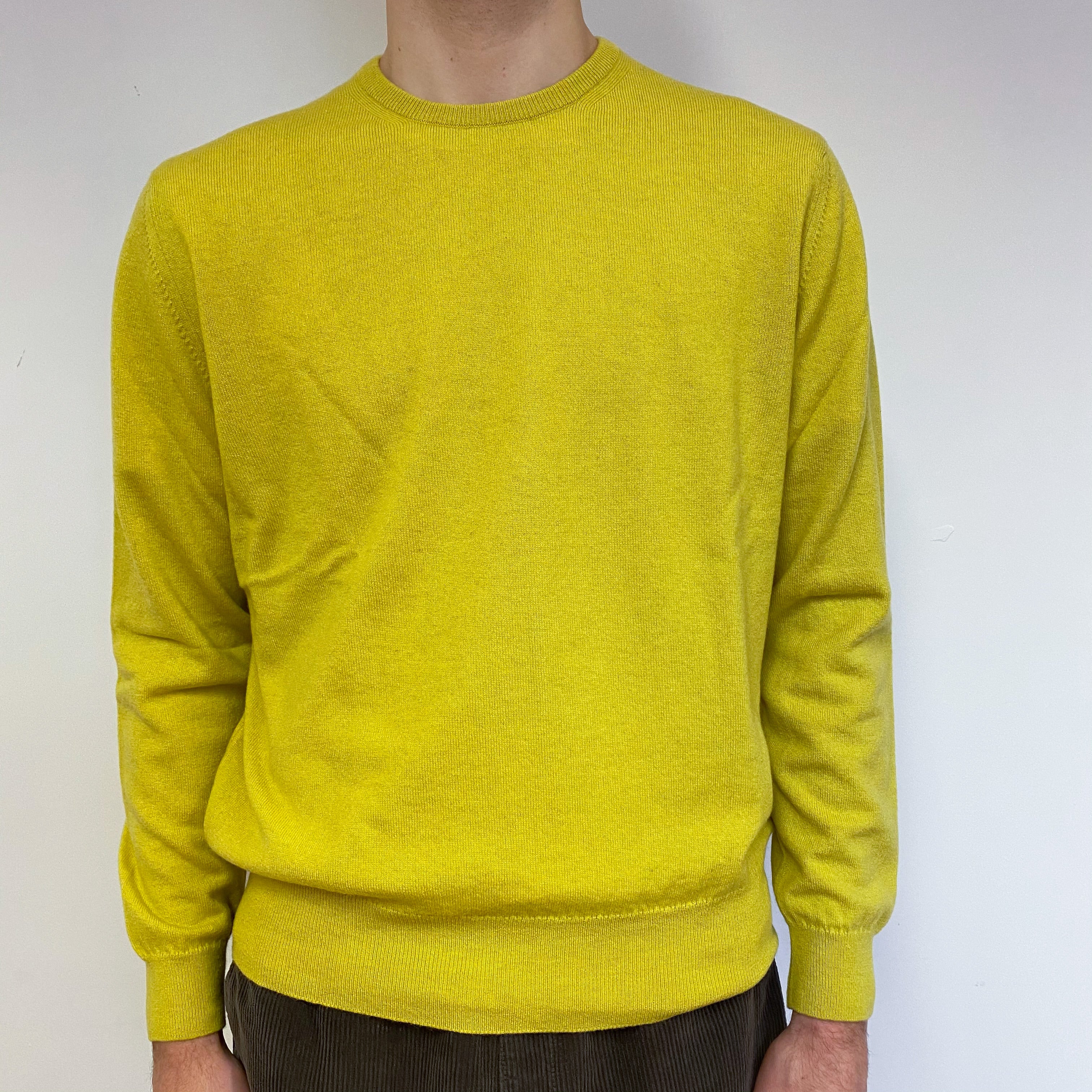 Men’s Brand New Scottish Mustard Yellow Crew Neck Jumper Medium