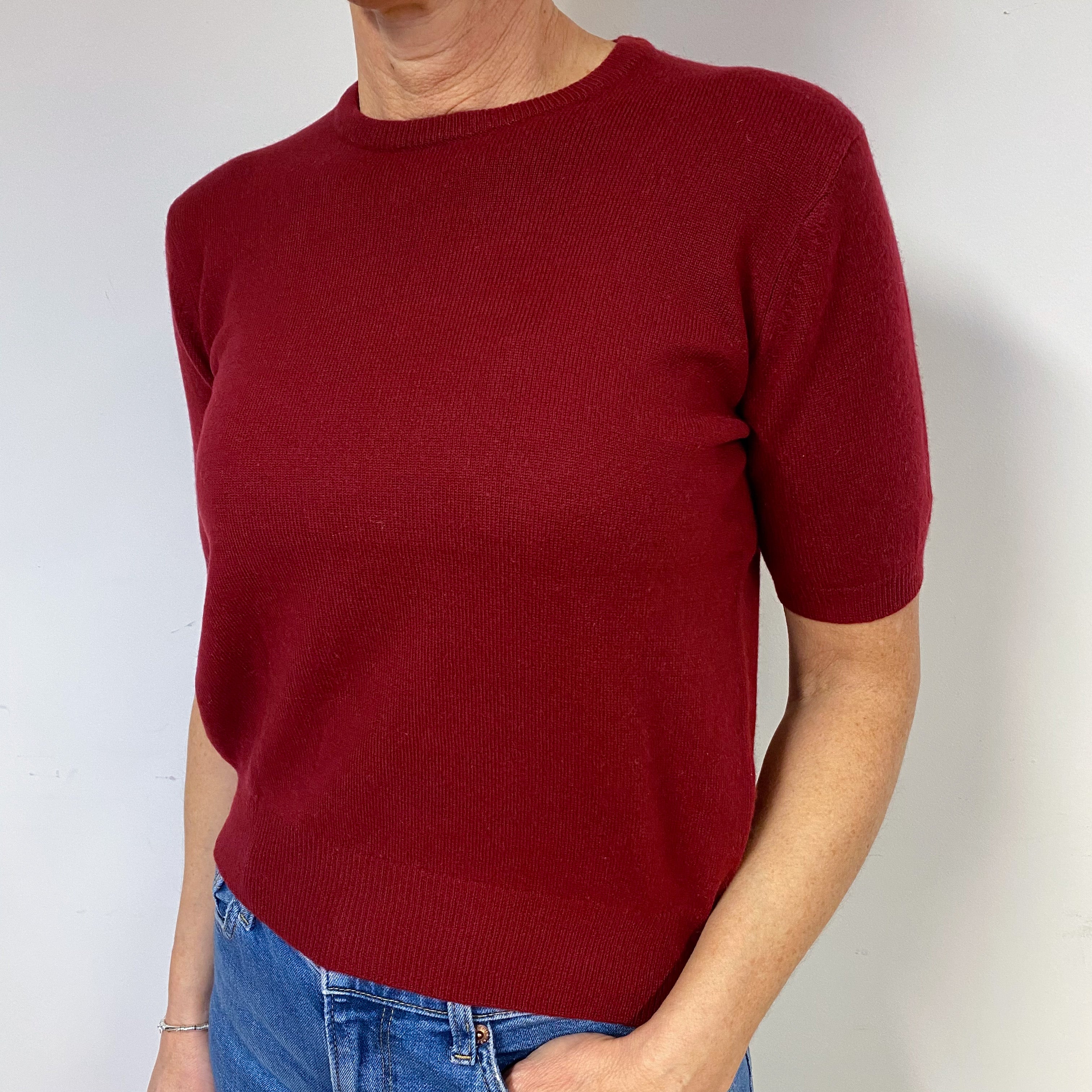Garnet Red Short Sleeved Jumper Medium