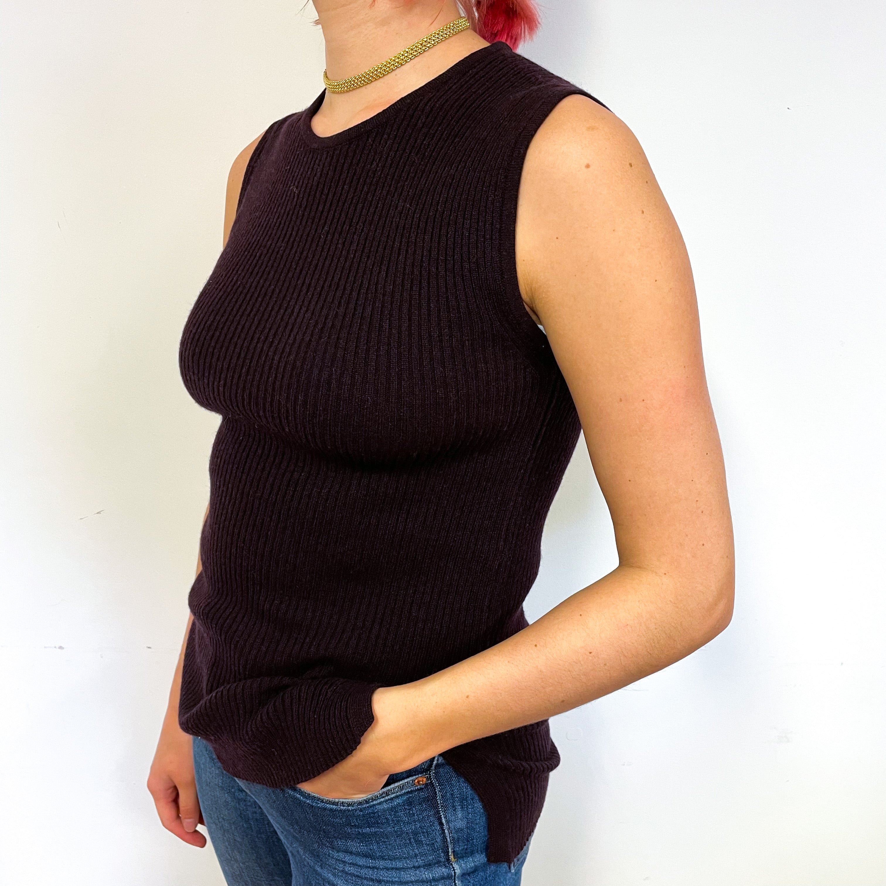 Brand New Scottish Aubergine Cashmere Tank Top Small