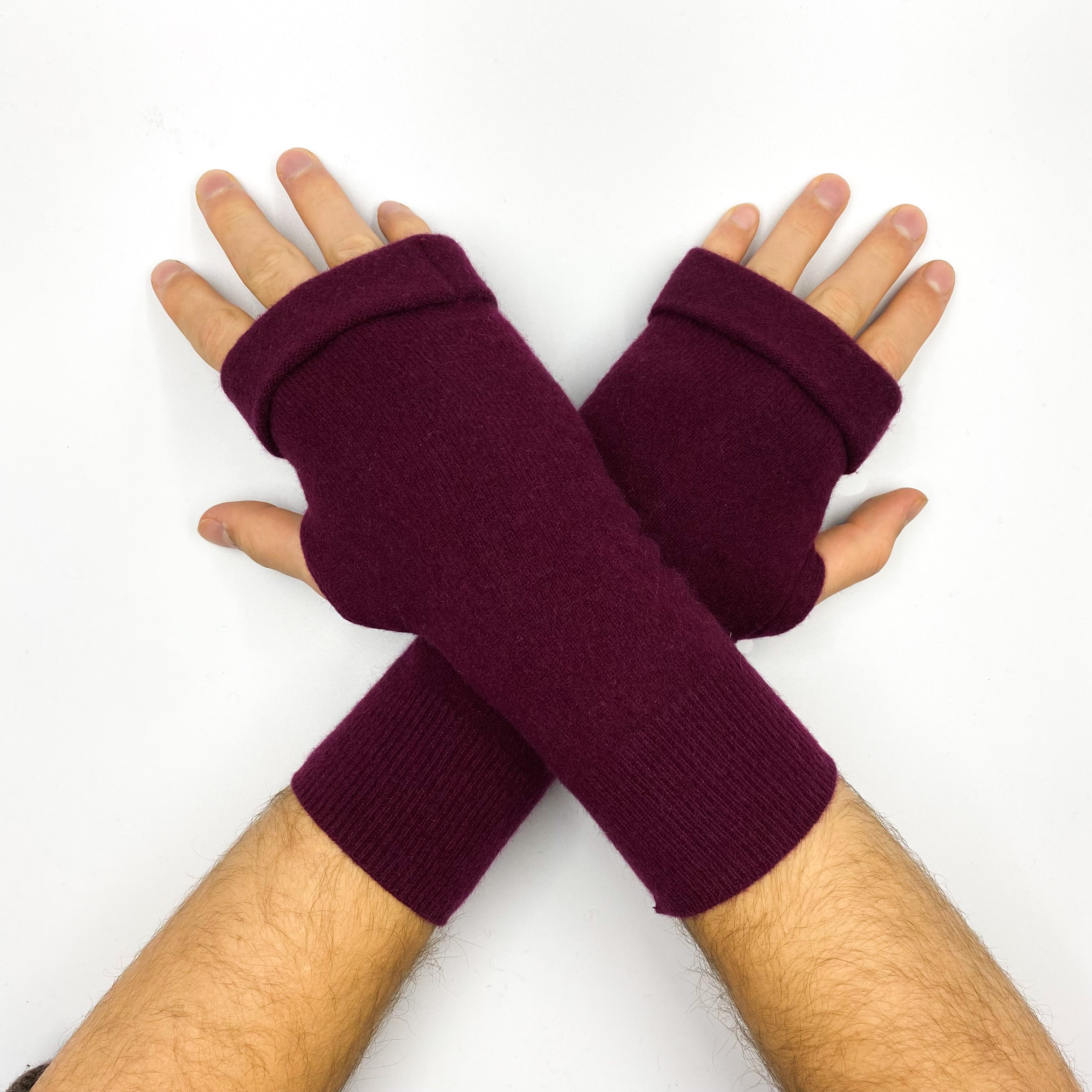 Men’s Claret Fingerless Gloves