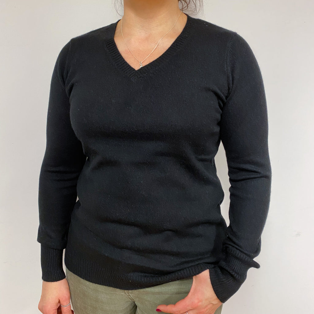 Classic Black V Neck Jumper Large