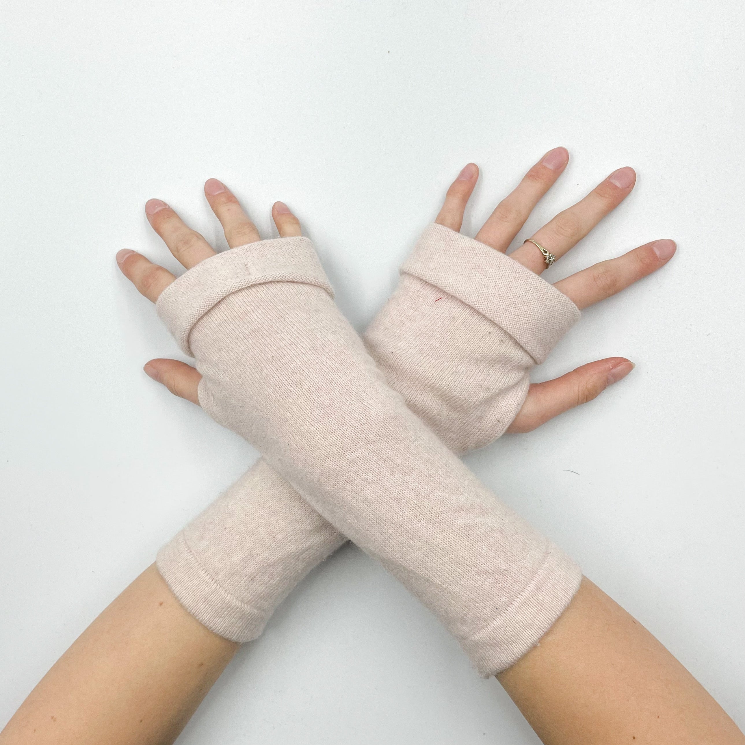 Pale Pink Fingerless Gloves
