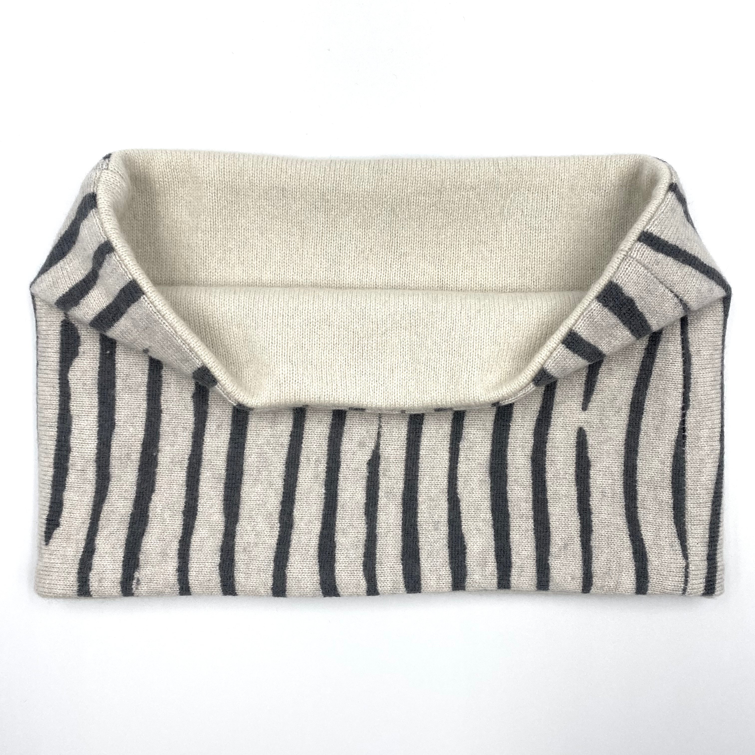 Grey and Cream Stripe Neck Warmer