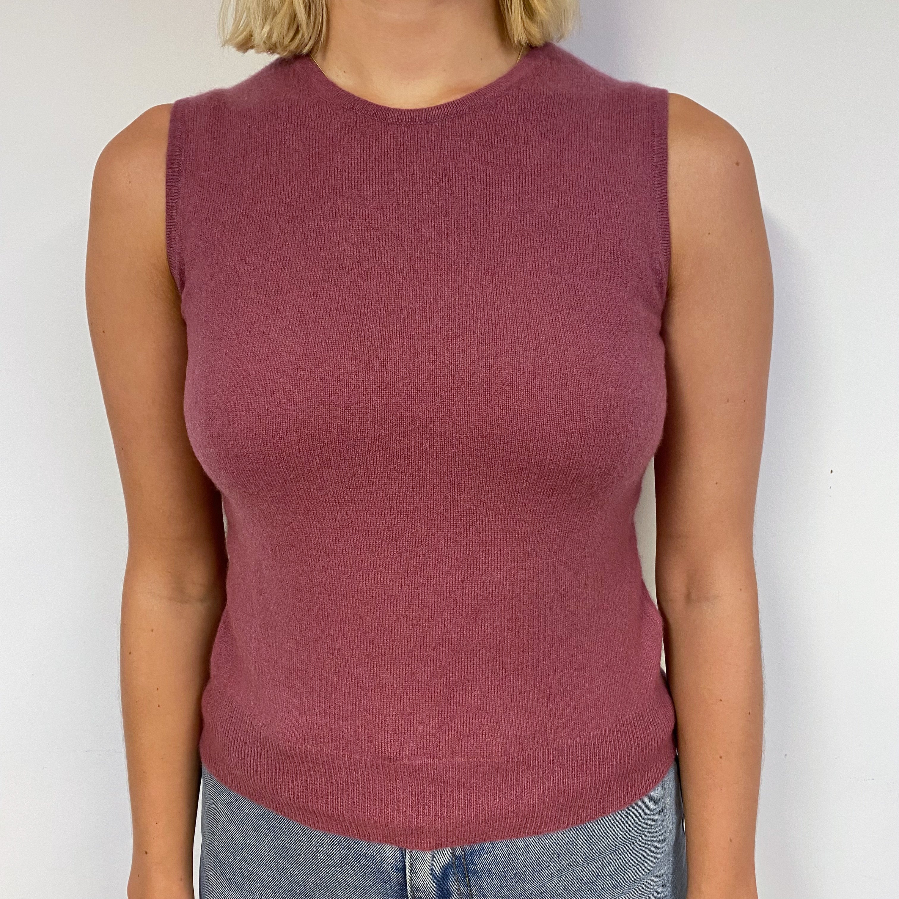 Old Rose Pink Cashmere Tank Top Small