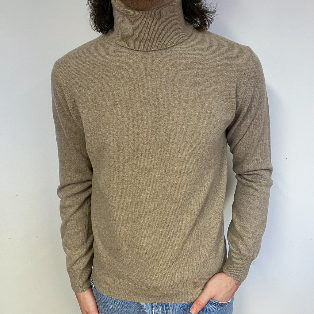 New Italian Latte Unisex Polo Neck Jumper Small-Extra Large