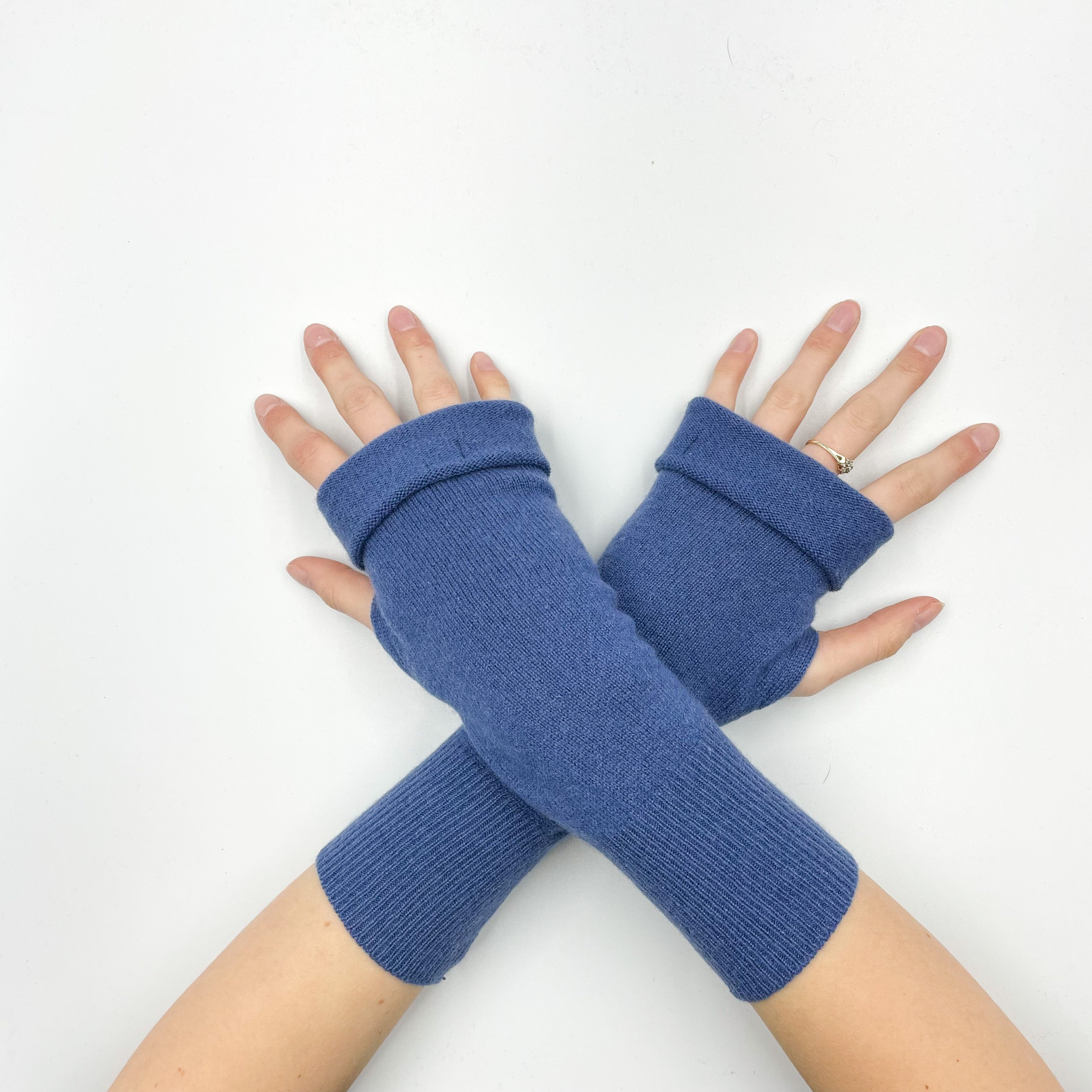 Airforce Blue Fingerless Gloves