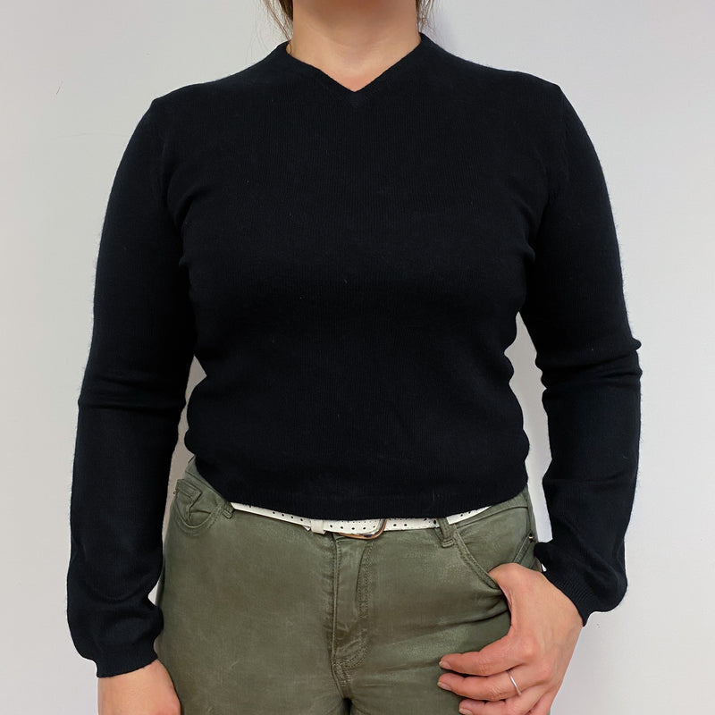 Classic Black V Neck Jumper Large