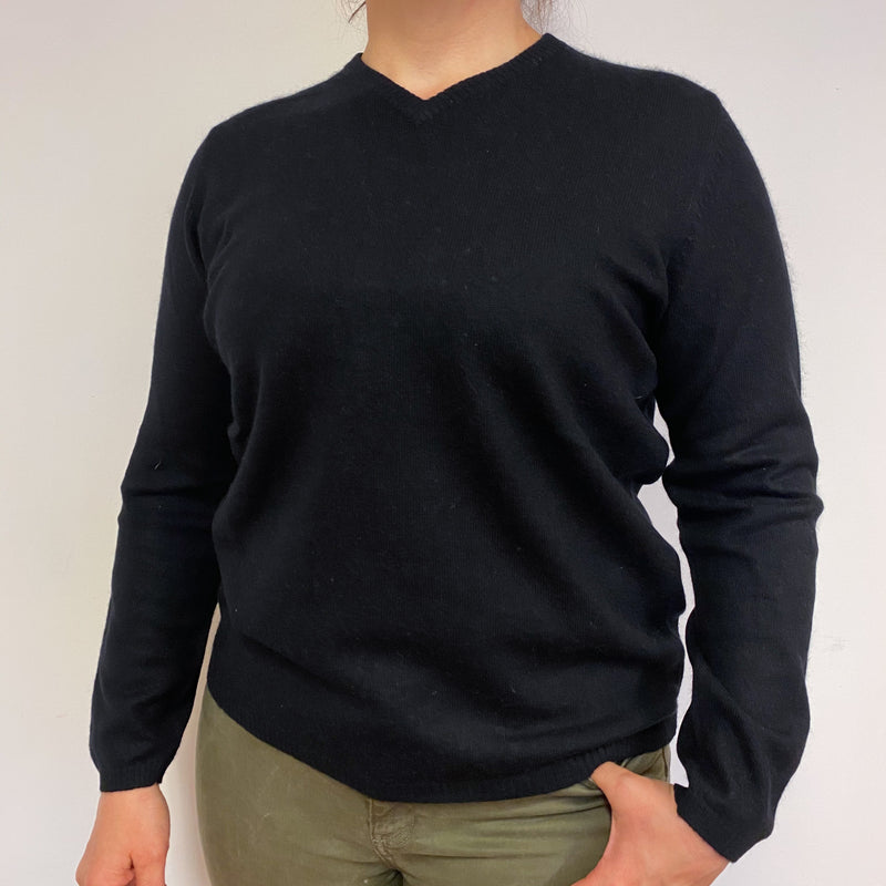 Classic Black V Neck Jumper Large Petite