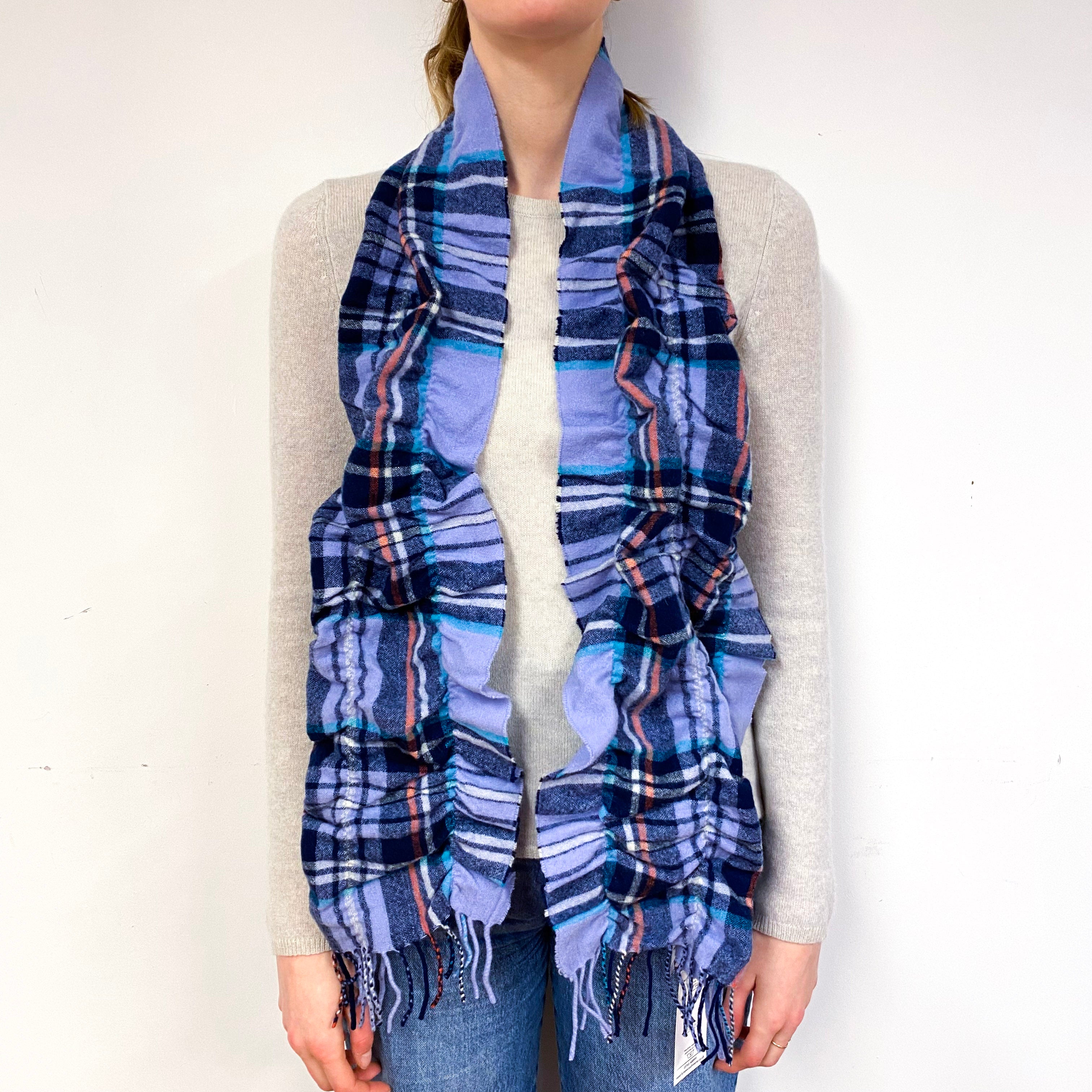 Mauve and Navy Ruched Scarf