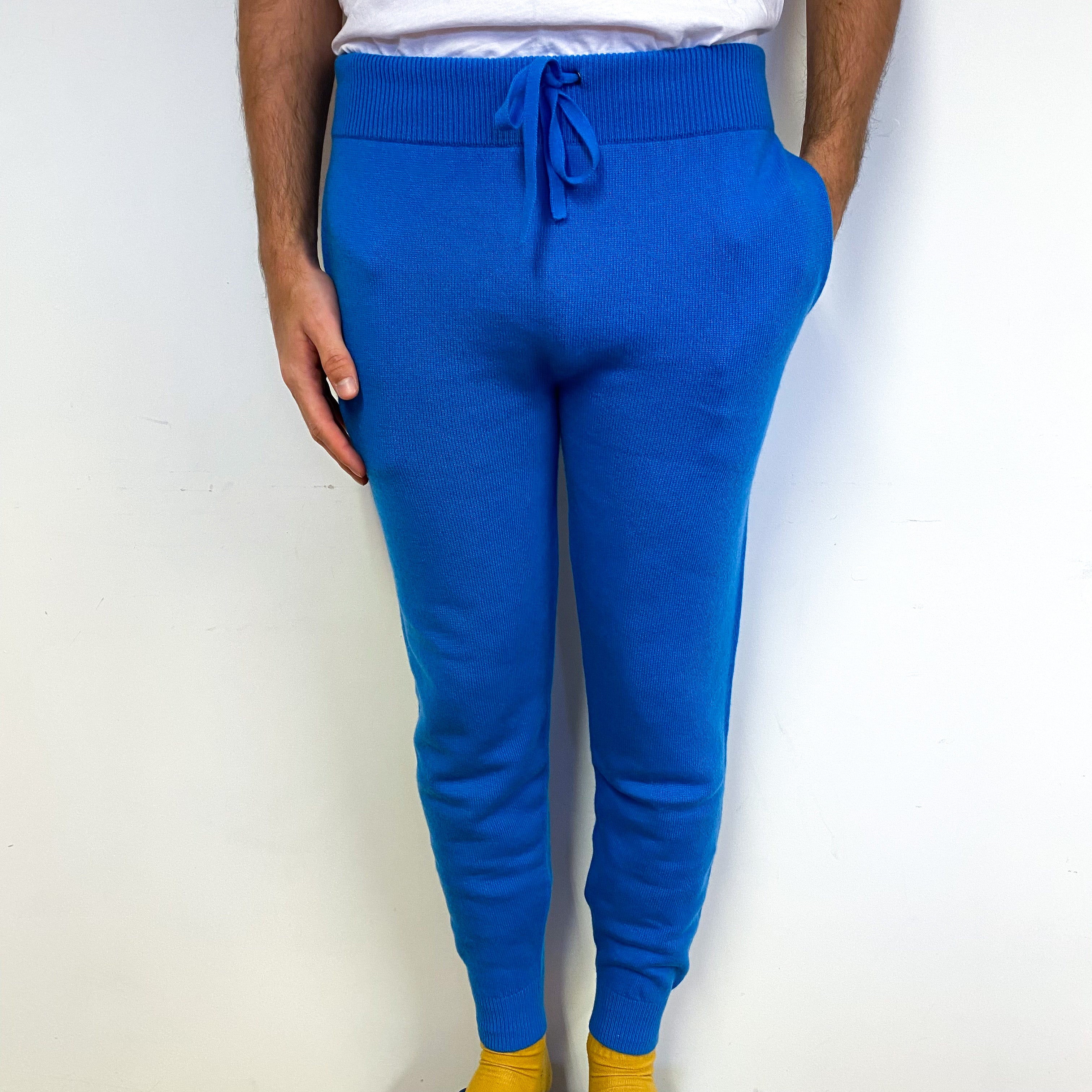 Men’s Luxury Brand New Scottish Cobalt Blue Lounge Pants Medium
