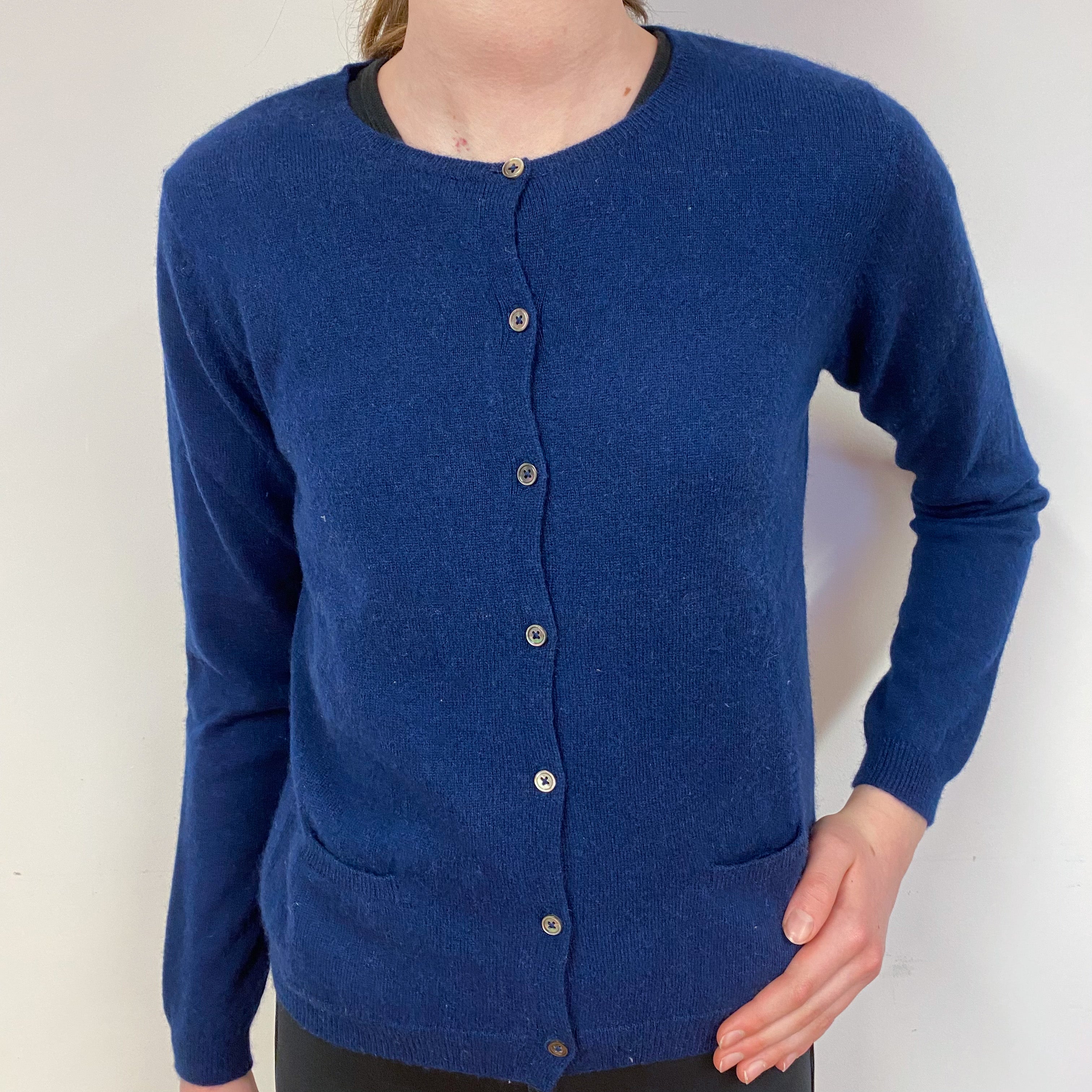 Children’s Navy Blue Cashmere Crew Neck Cardigan Age 14
