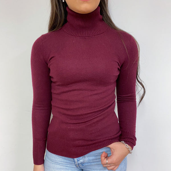 Garnet Red Polo Neck Jumper Extra Small