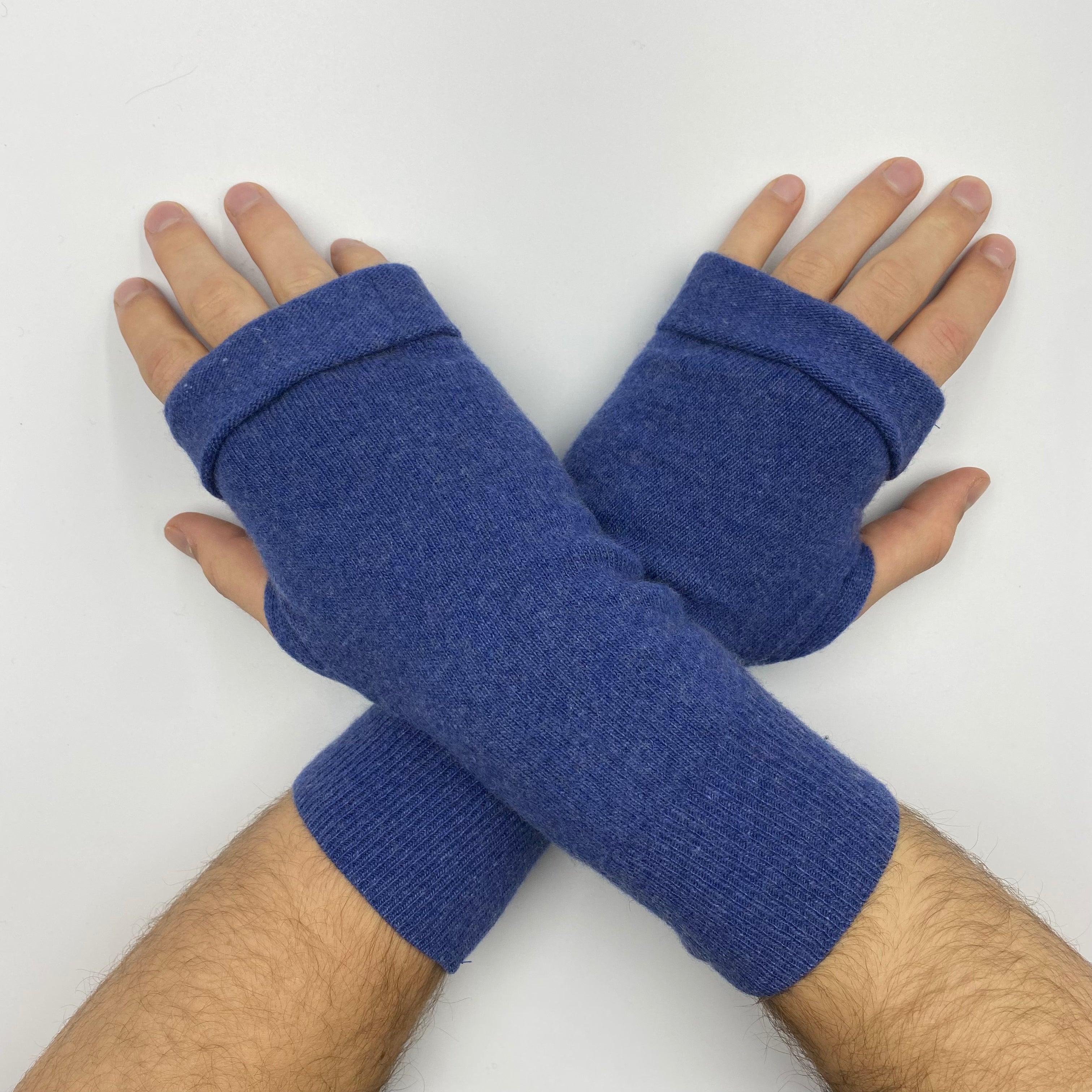 Men’s Denim Blue Fingerless Gloves