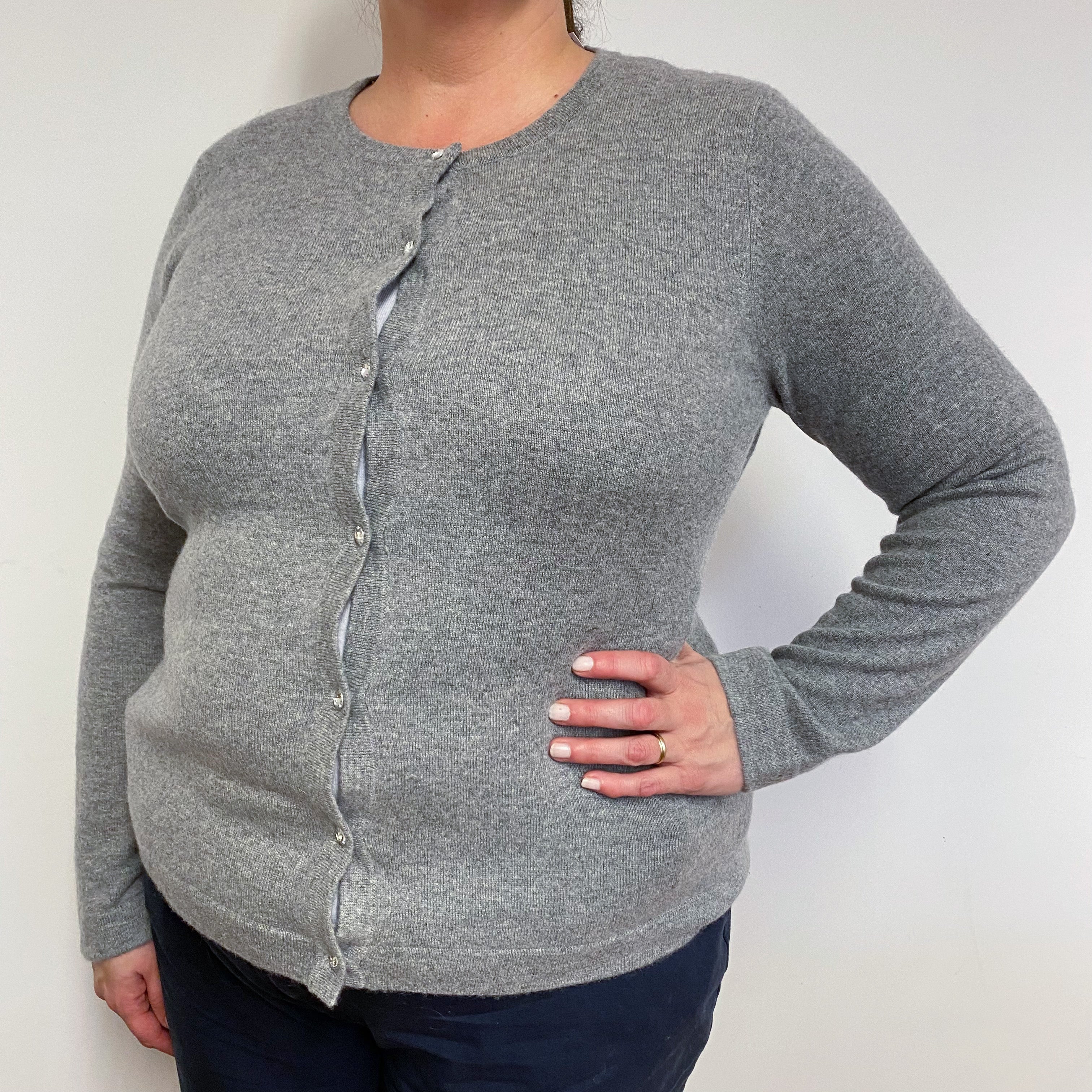 Ash Grey Crew Neck Cardigan Extra Extra Large