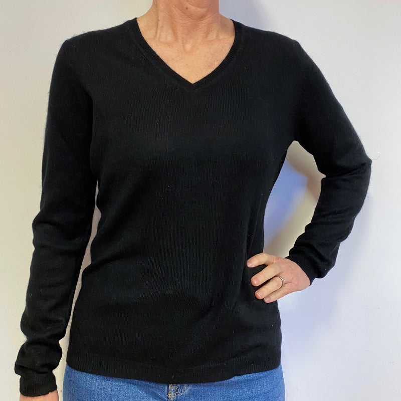 Black V Neck Jumper Medium