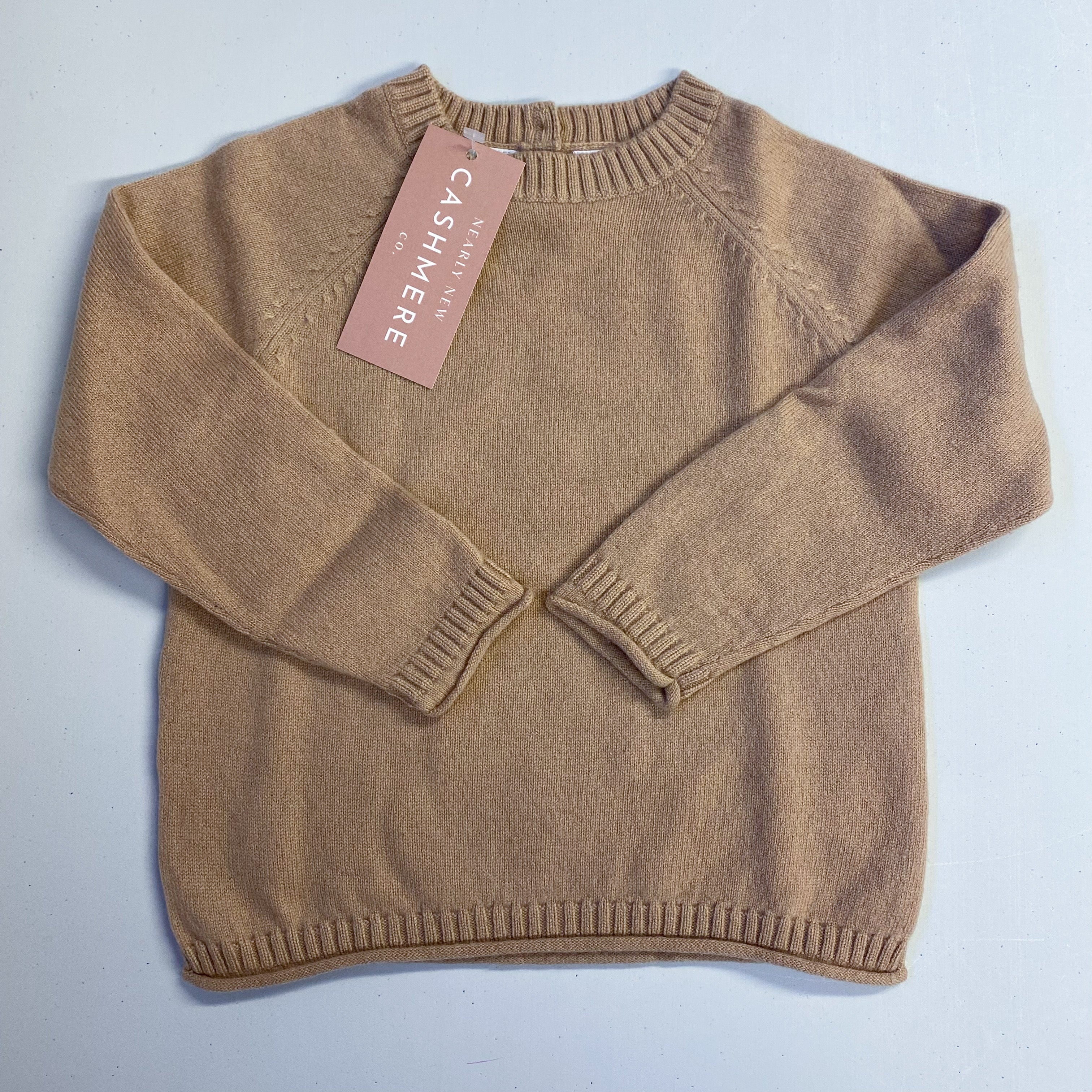 Children’s Caramel Brown Cashmere Crew Neck Jumper Age 2-3