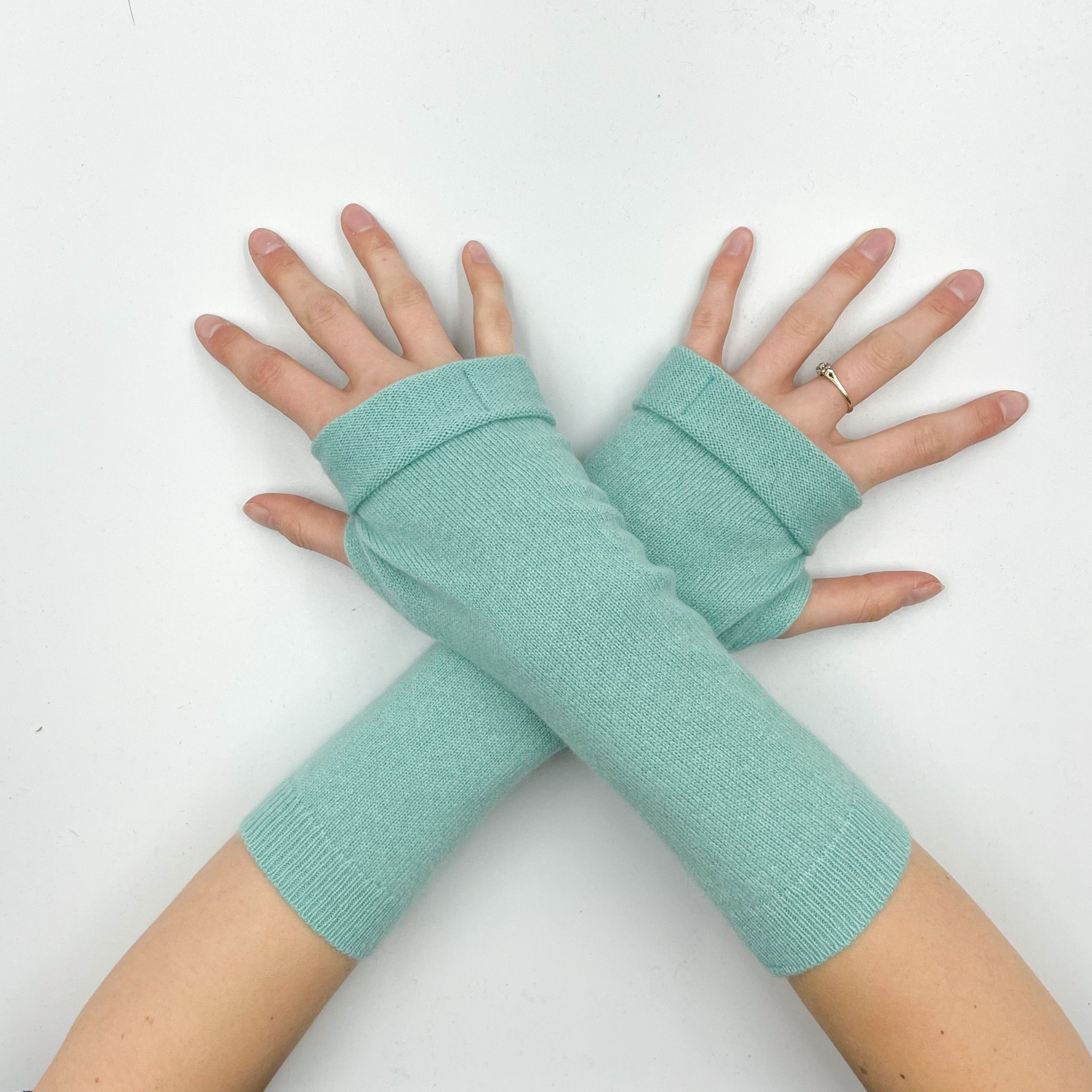 Pale Aqua Fingerless Gloves