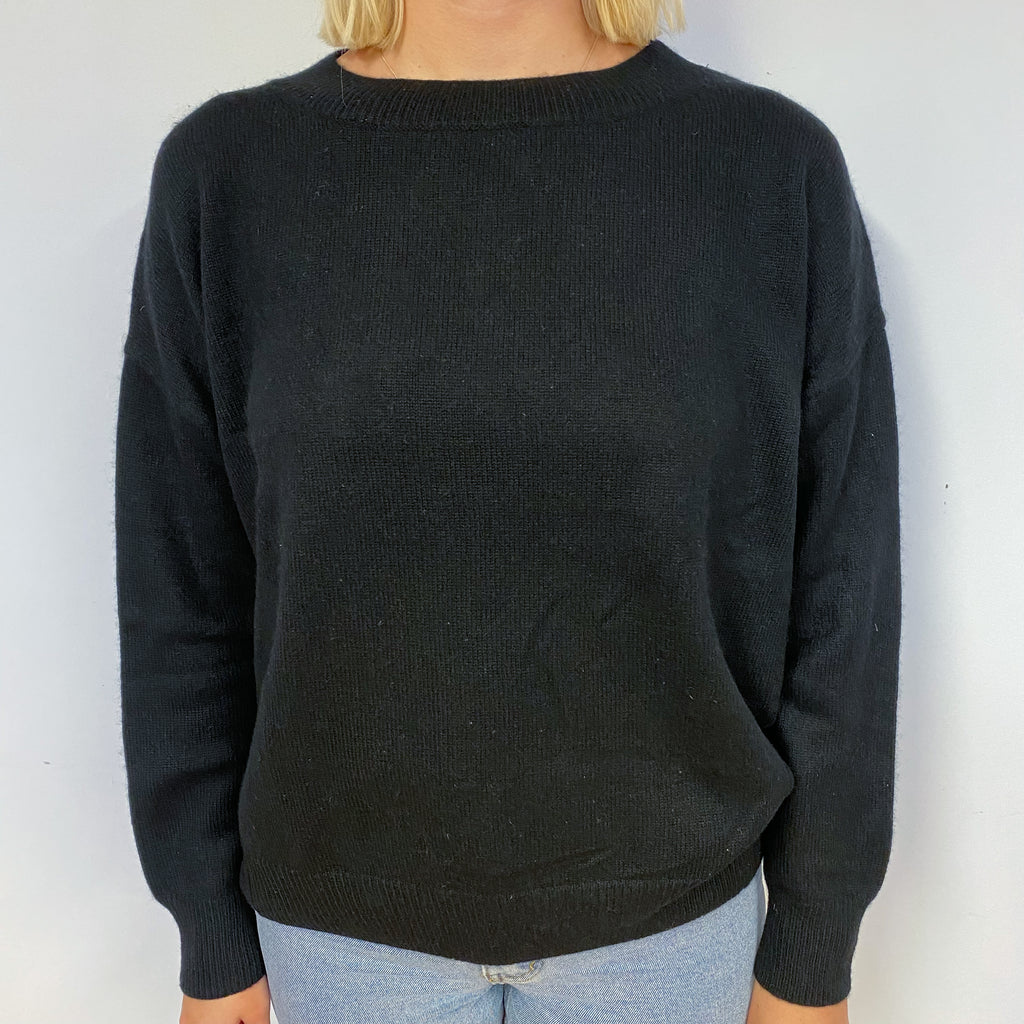Frame Black Slouchy Cashmere Crew Neck Jumper Small