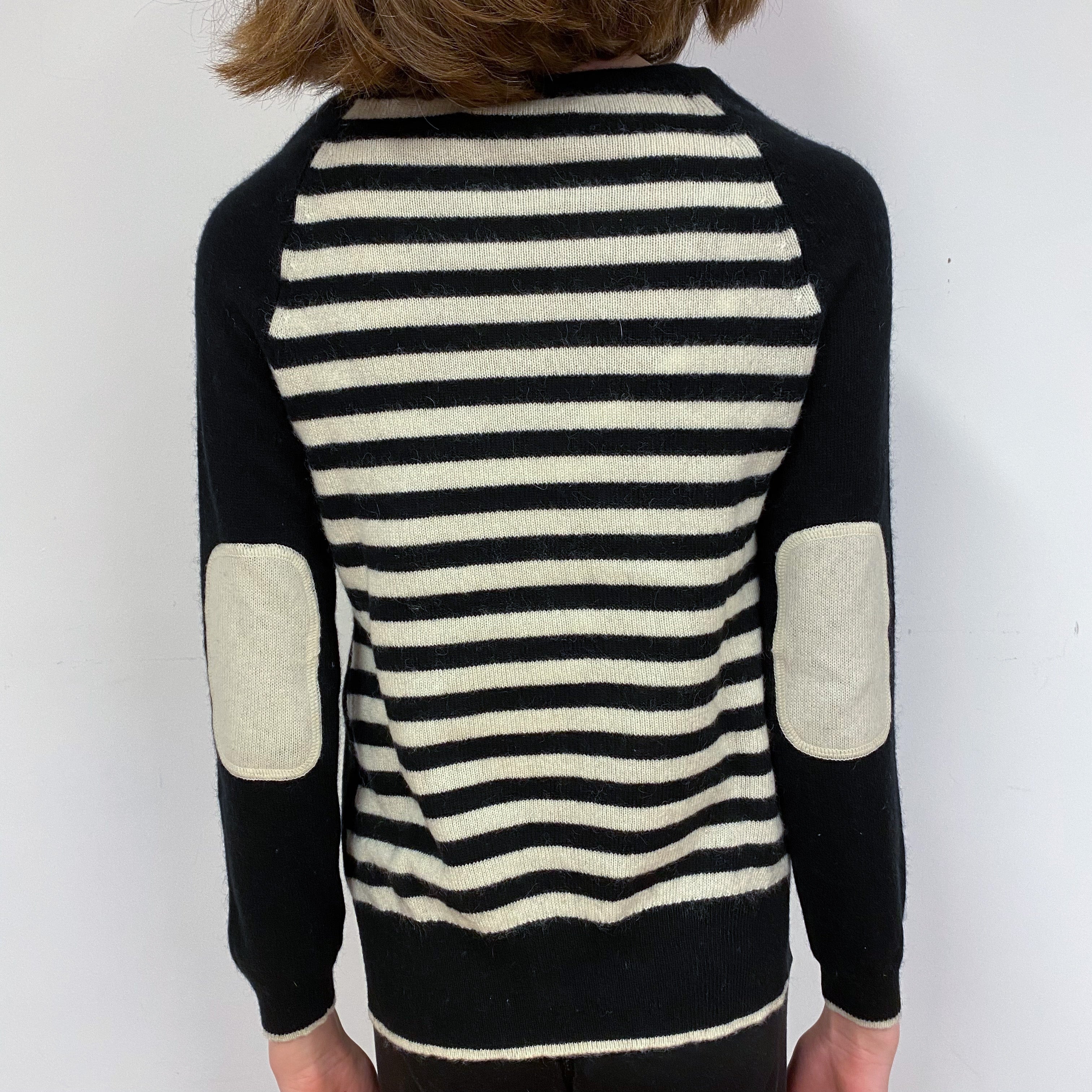 Children’s Black and Cream Cashmere Crew Neck Jumper Age 7-8