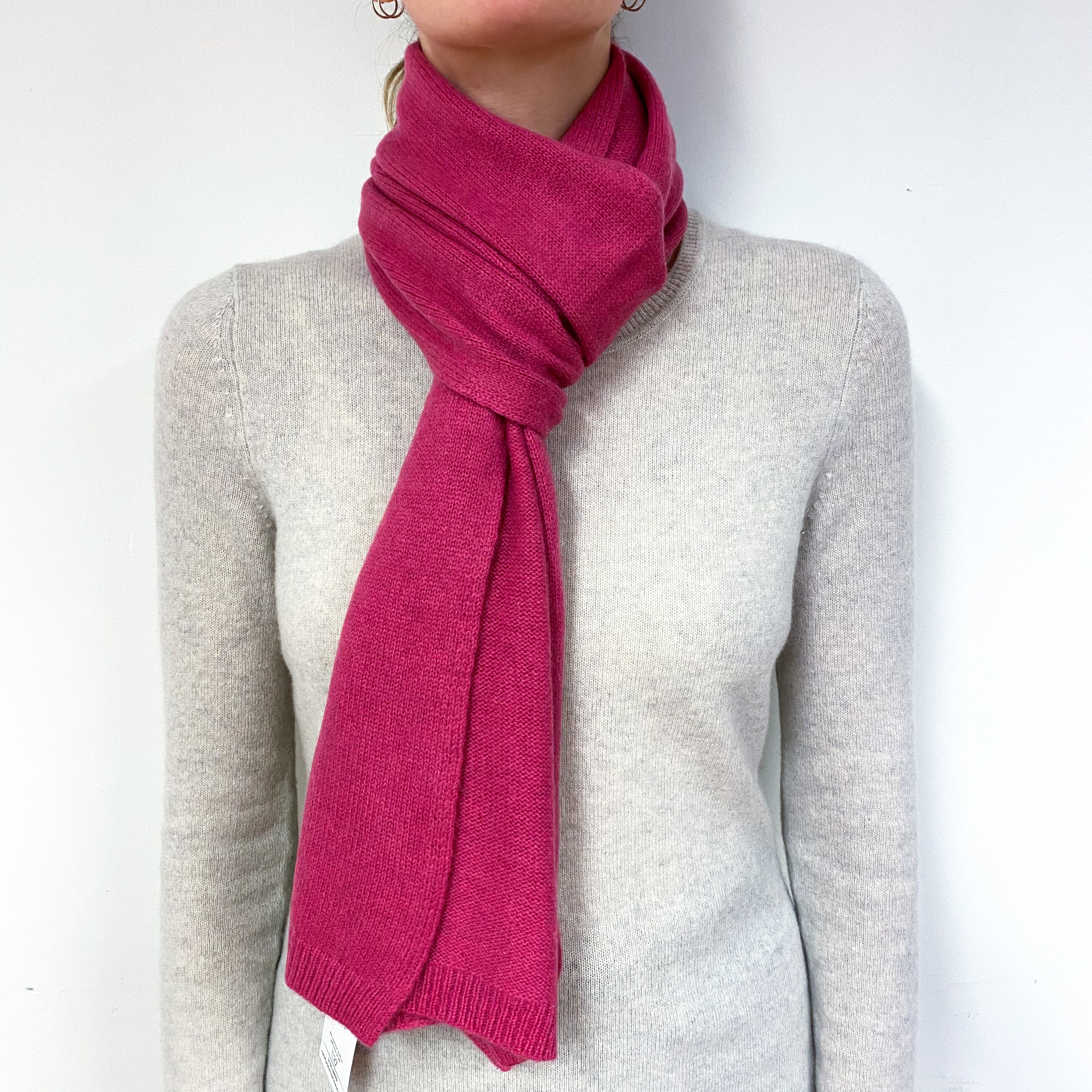 Rose Pink Long Chunky Scarf