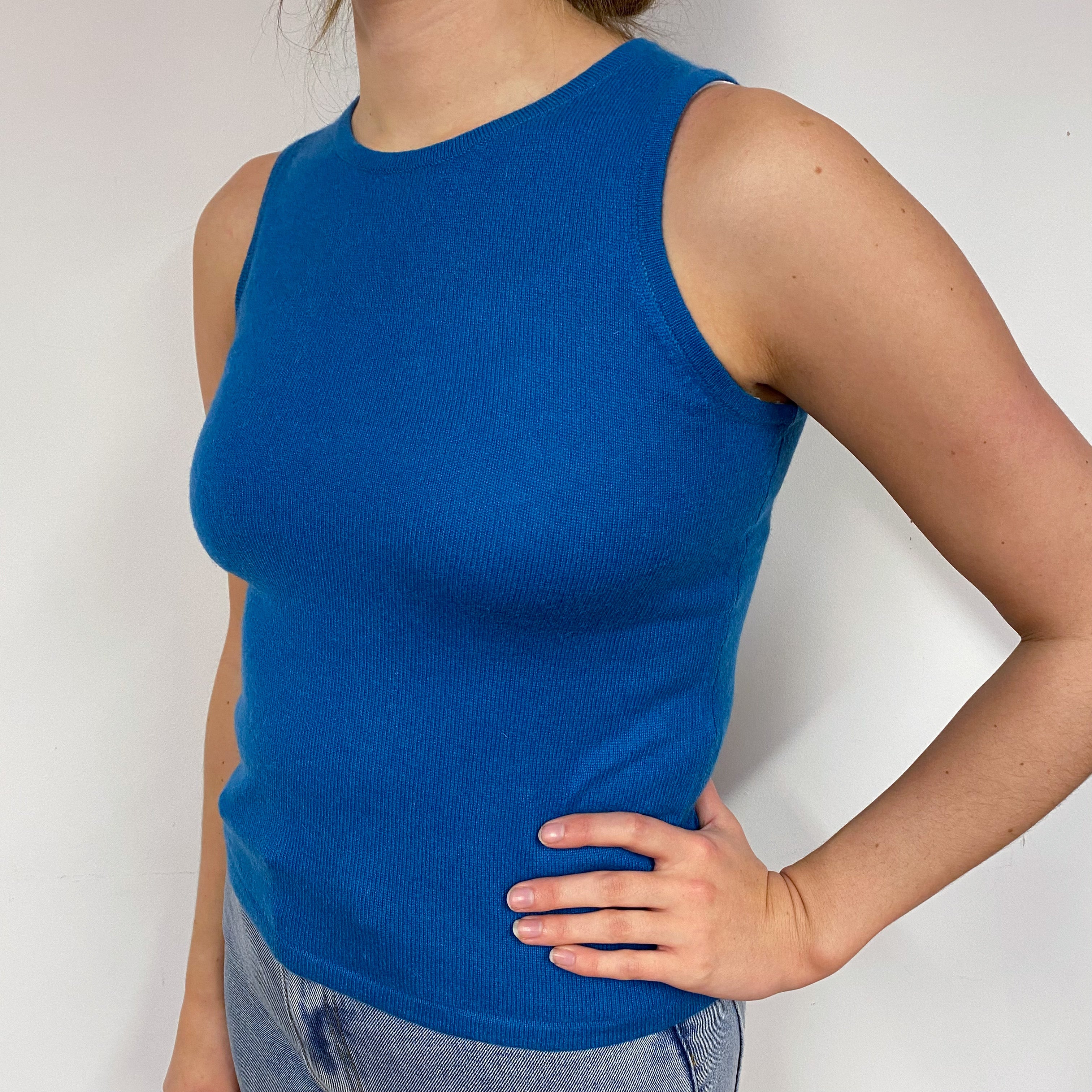 Peacock Blue Cashmere Tank Top Small