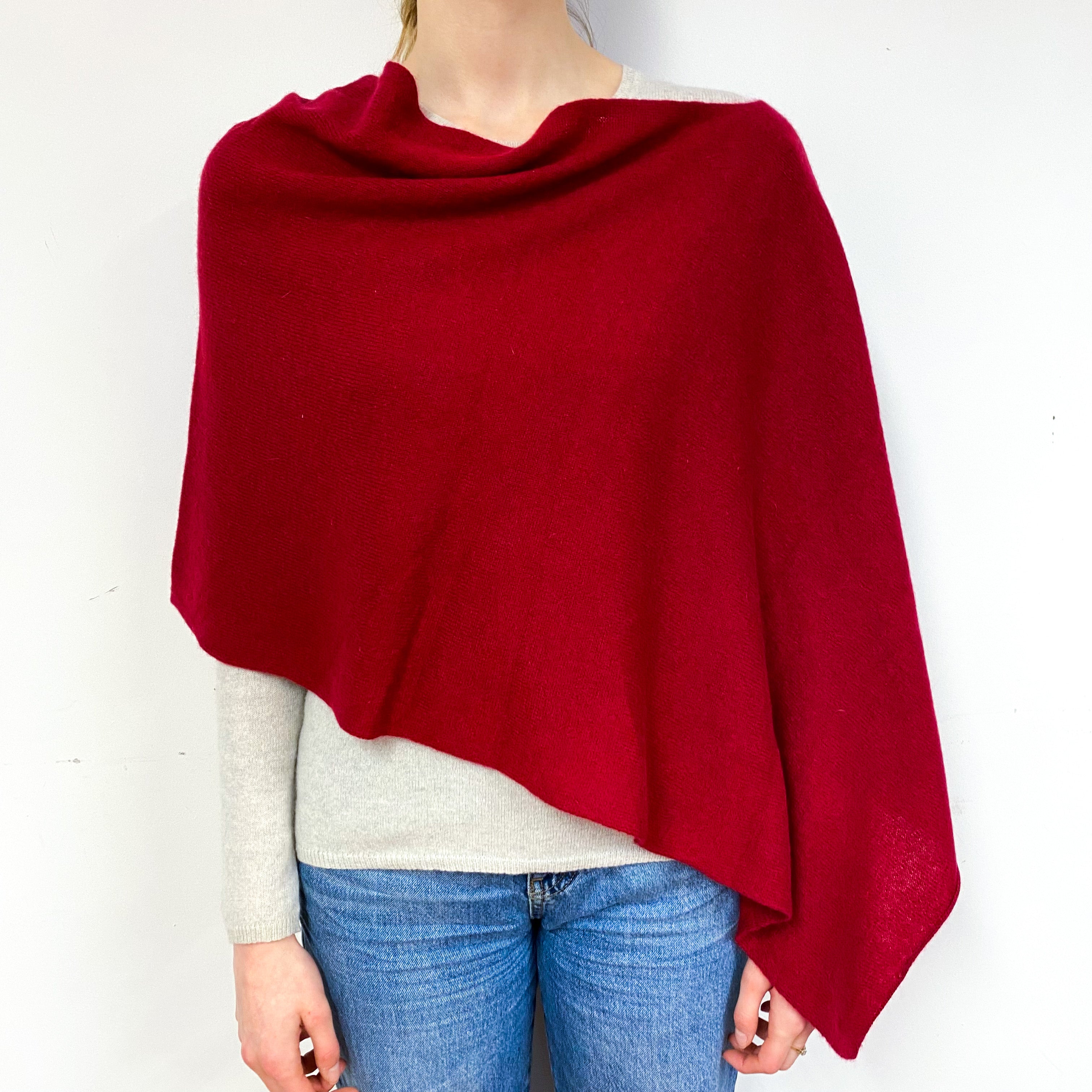 Crimson Cashmere Poncho One Size