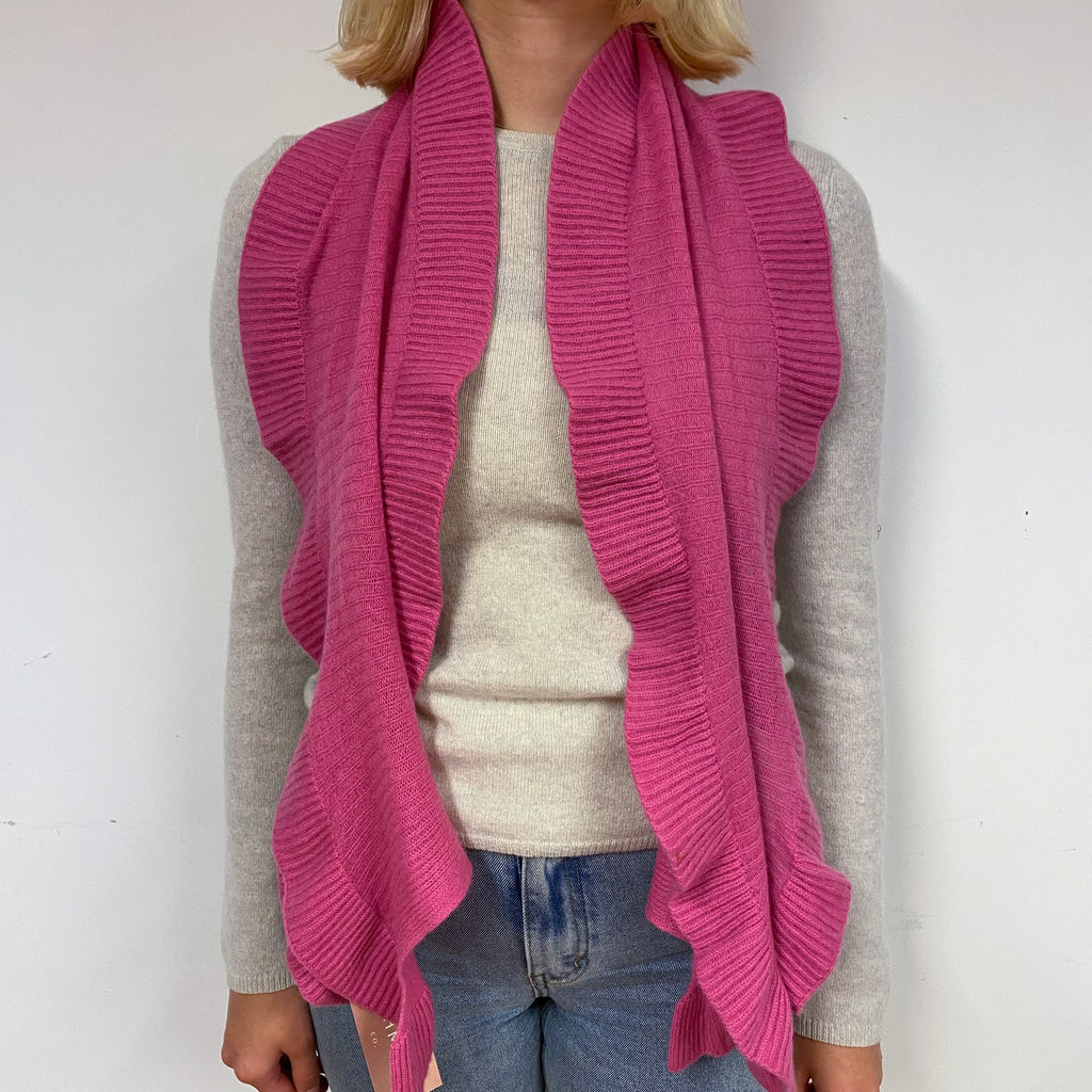 Pink Ruffle Edged Cashmere Scarf