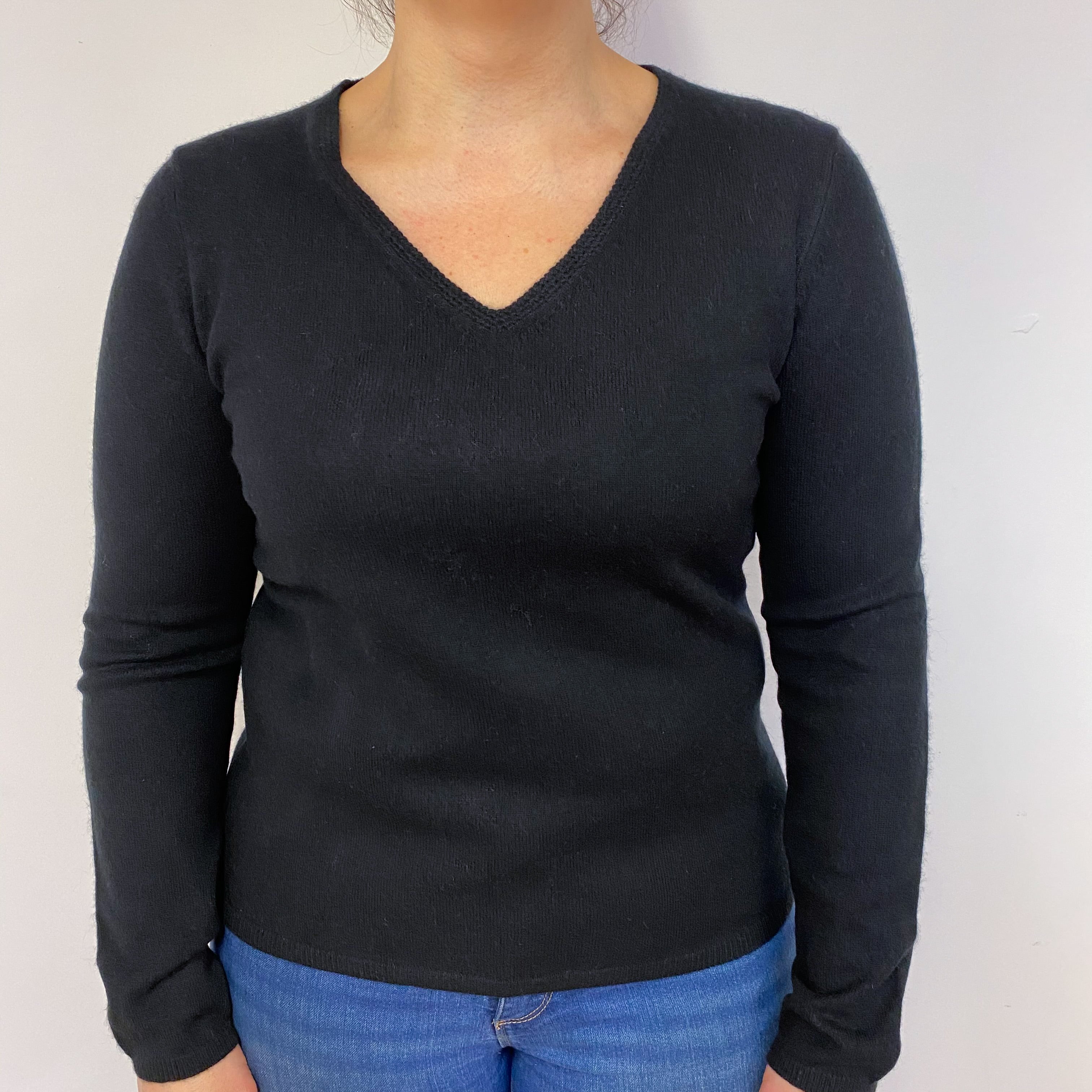 Classic Black V Neck Jumper Large