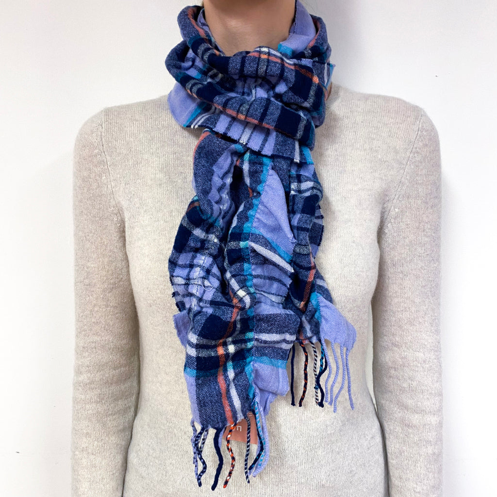 Mauve and Navy Ruched Scarf