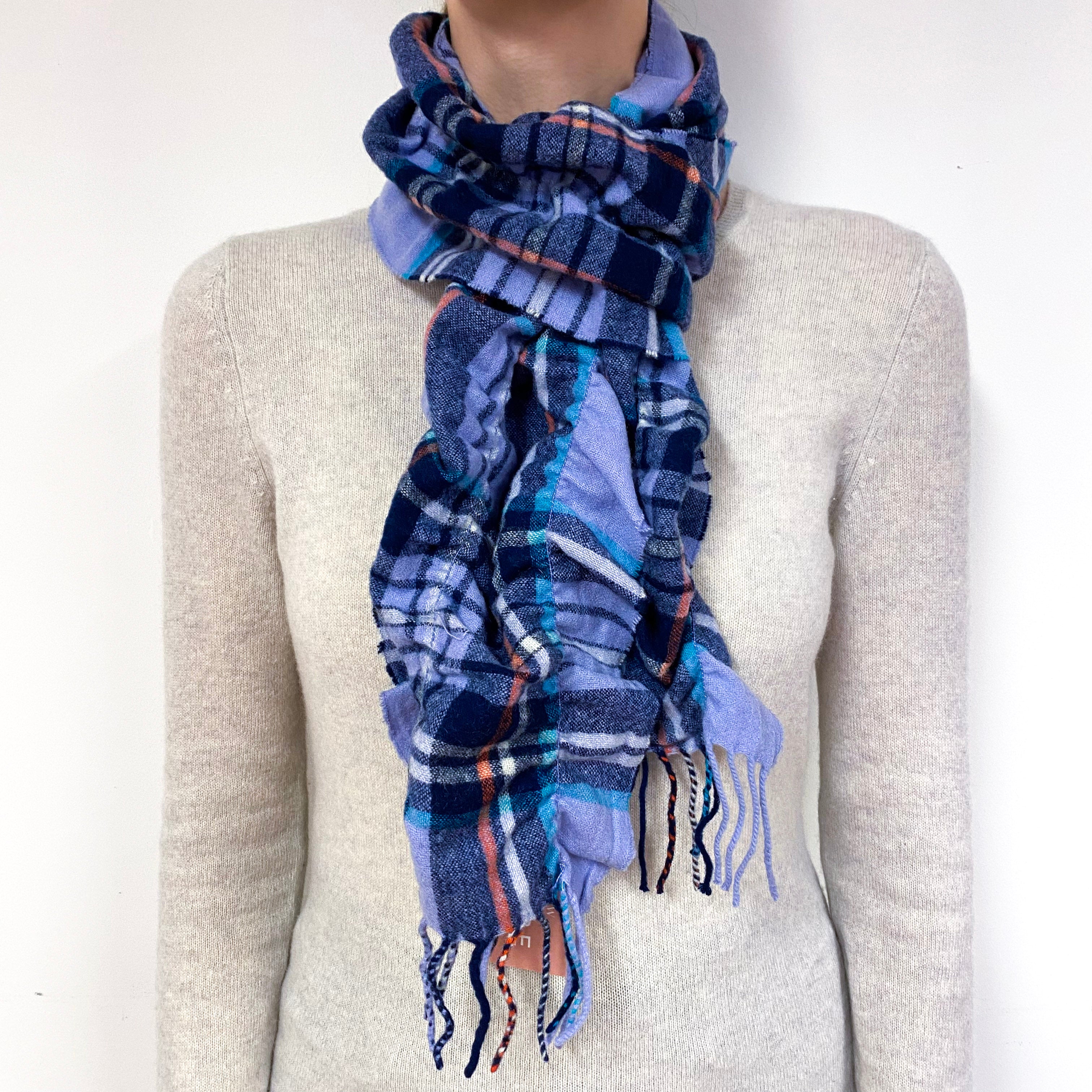 Mauve and Navy Ruched Scarf