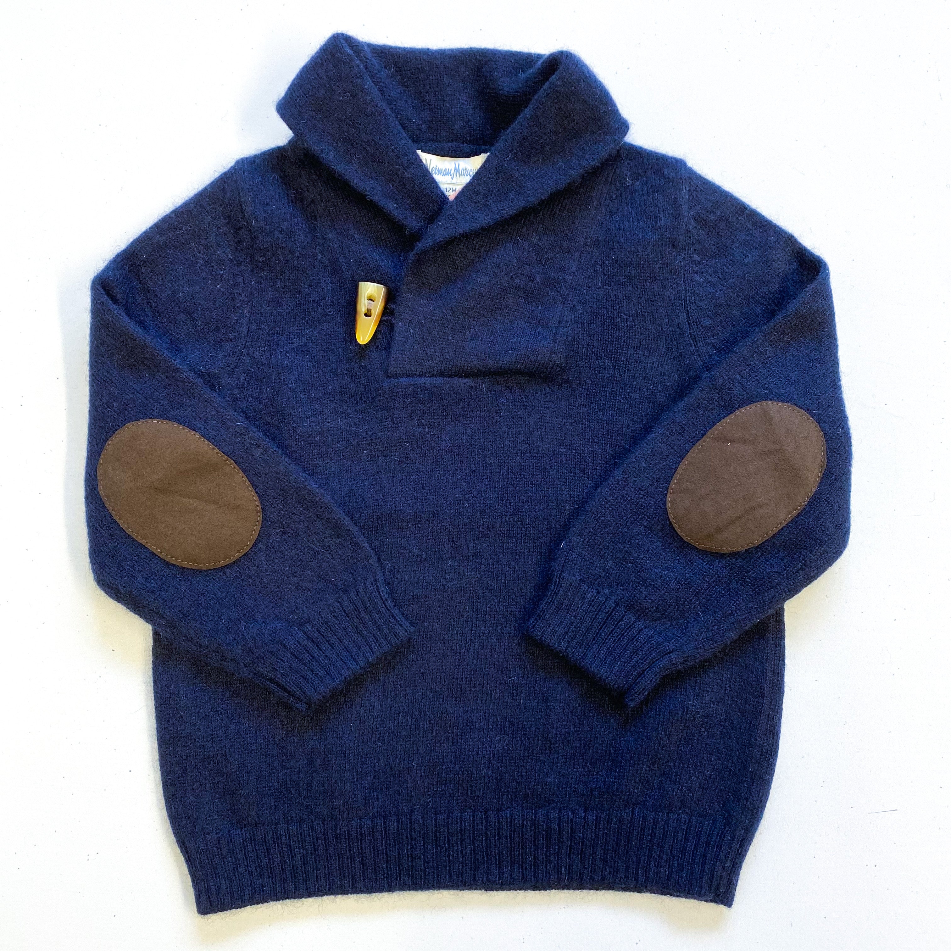 Children’s Navy Shawl Collar Cashmere Jumper Age 12 Months