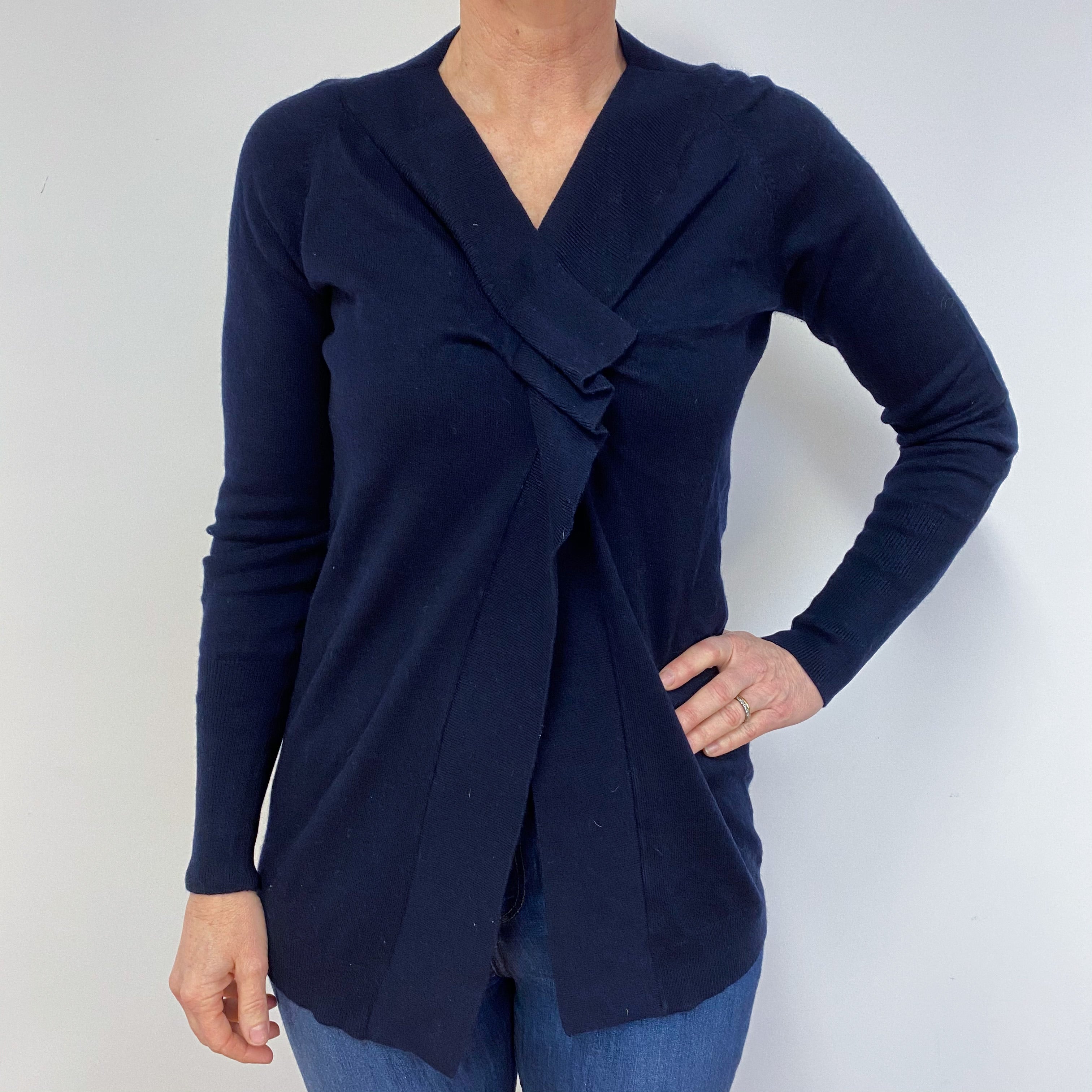 Navy Blue Brunello Cucinelli Ruffle Detailed Cardigan Medium