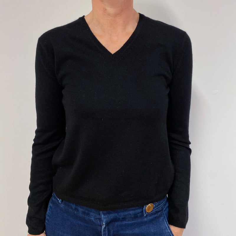 Classic Black V Neck Jumper Medium