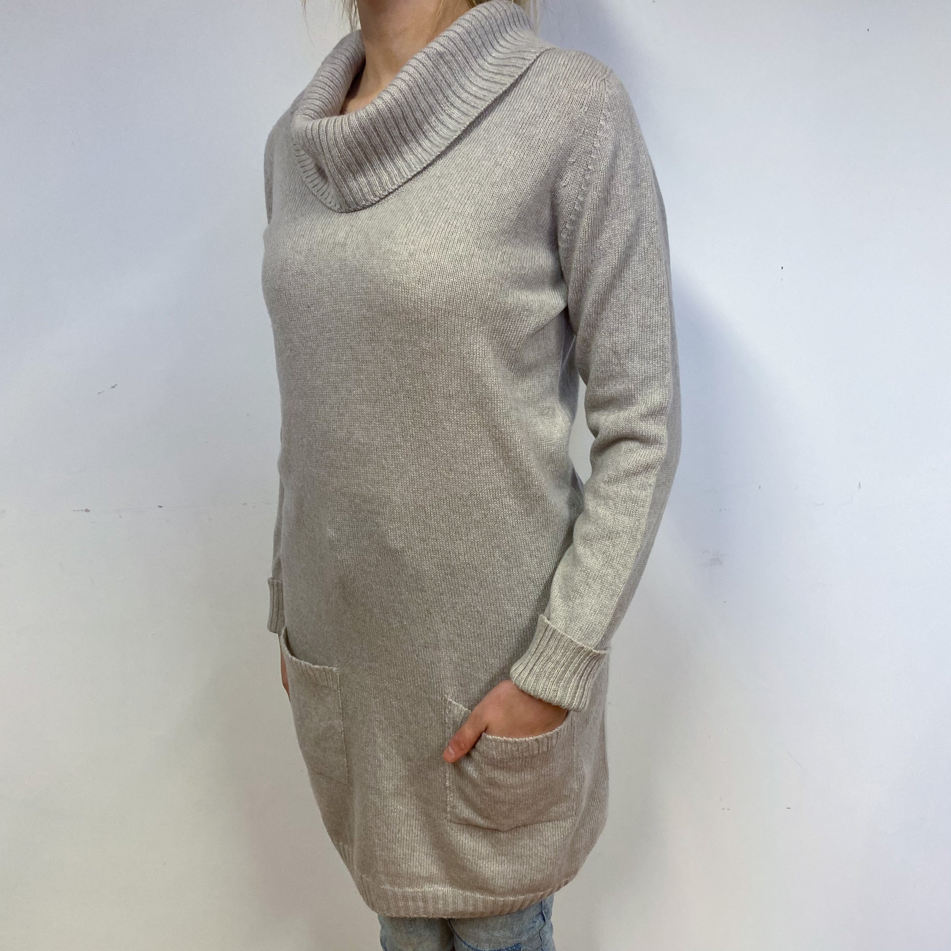 Scottish Fawn Cashmere Roll Neck Dress Small