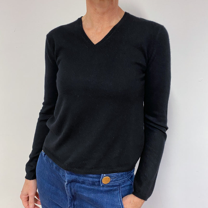 Classic Black V Neck Jumper Medium