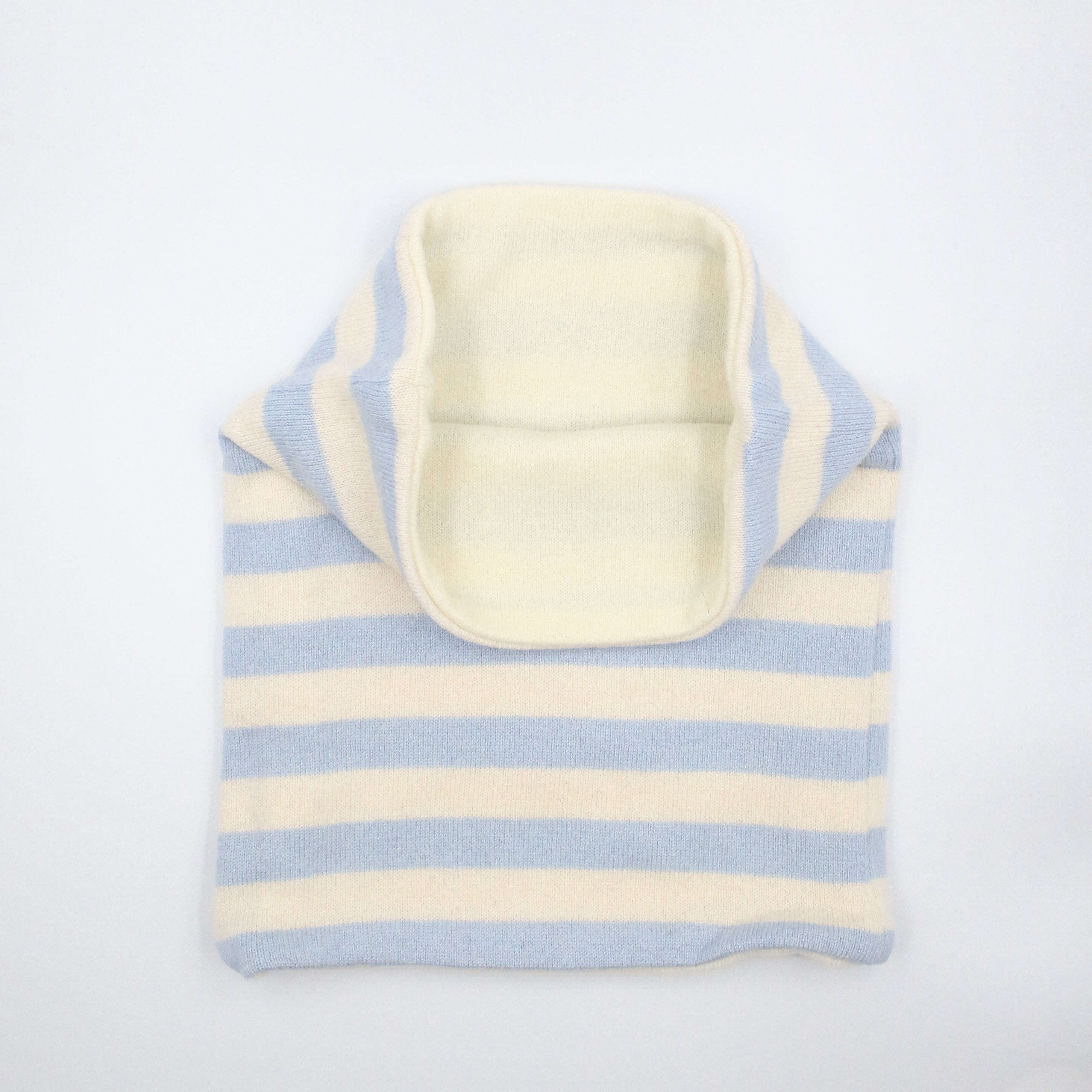 Cream and Pale Blue Stripe Luxury Double Layered Snood
