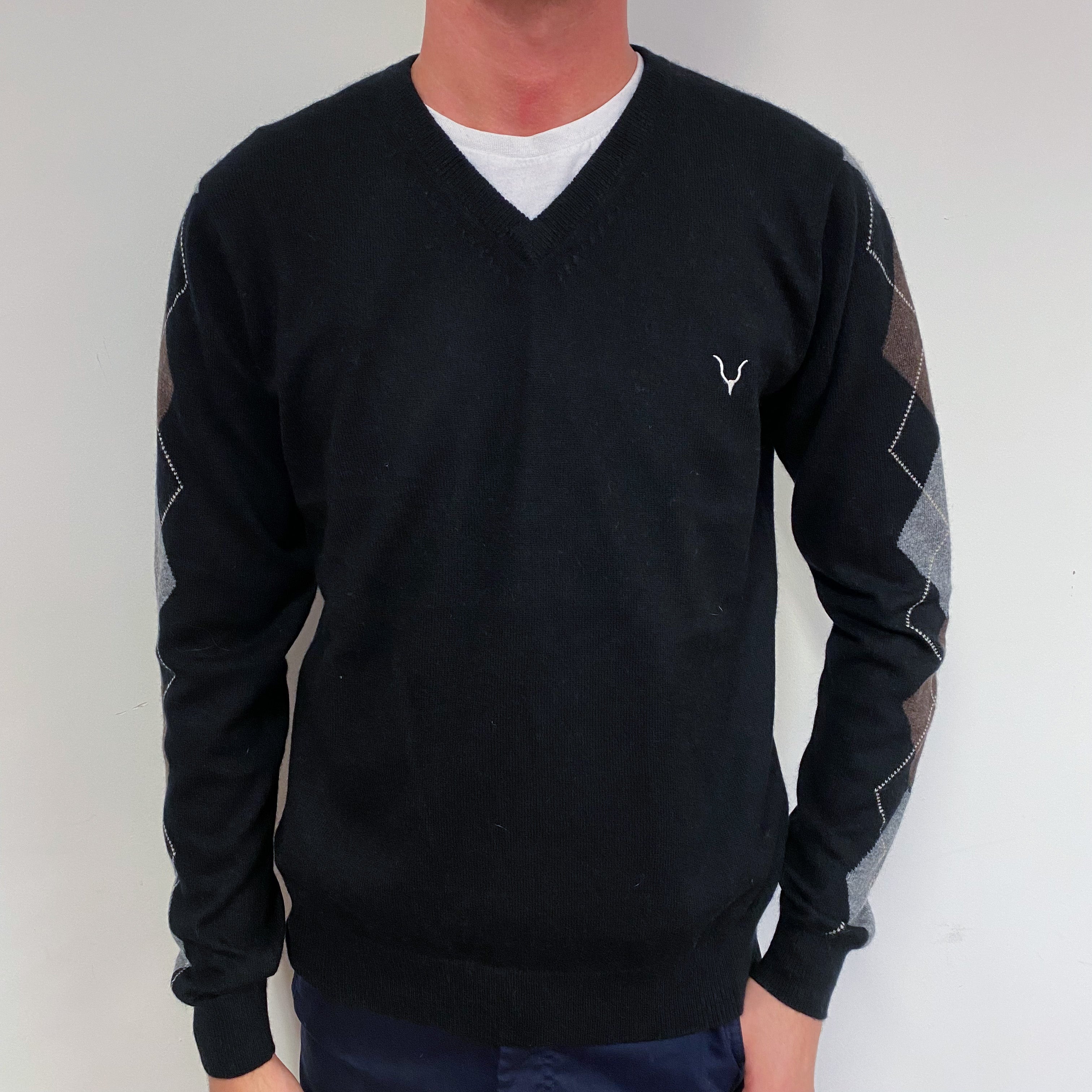 Men’s Black V Neck Jumper Small