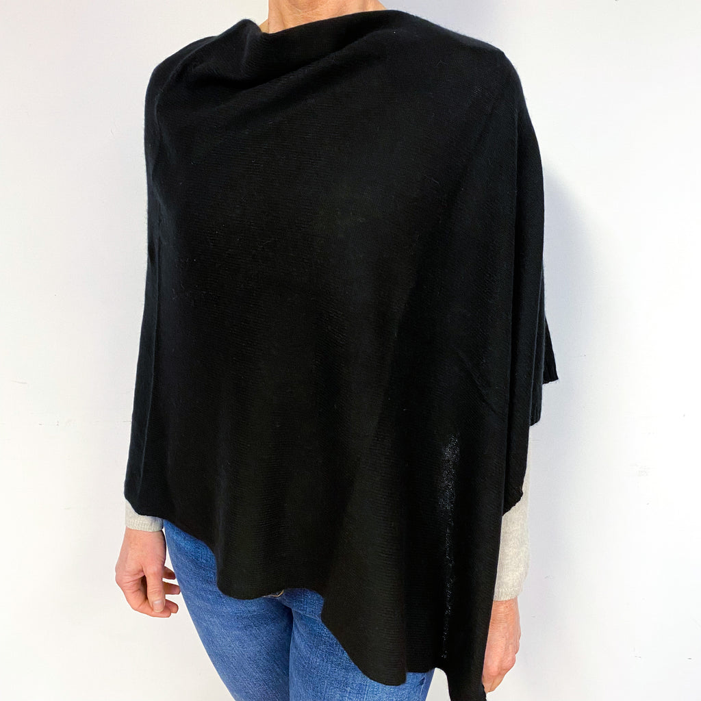 Classic Black Cashmere Poncho One Size