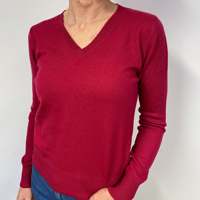 Ruby Red V-Neck Jumper Medium