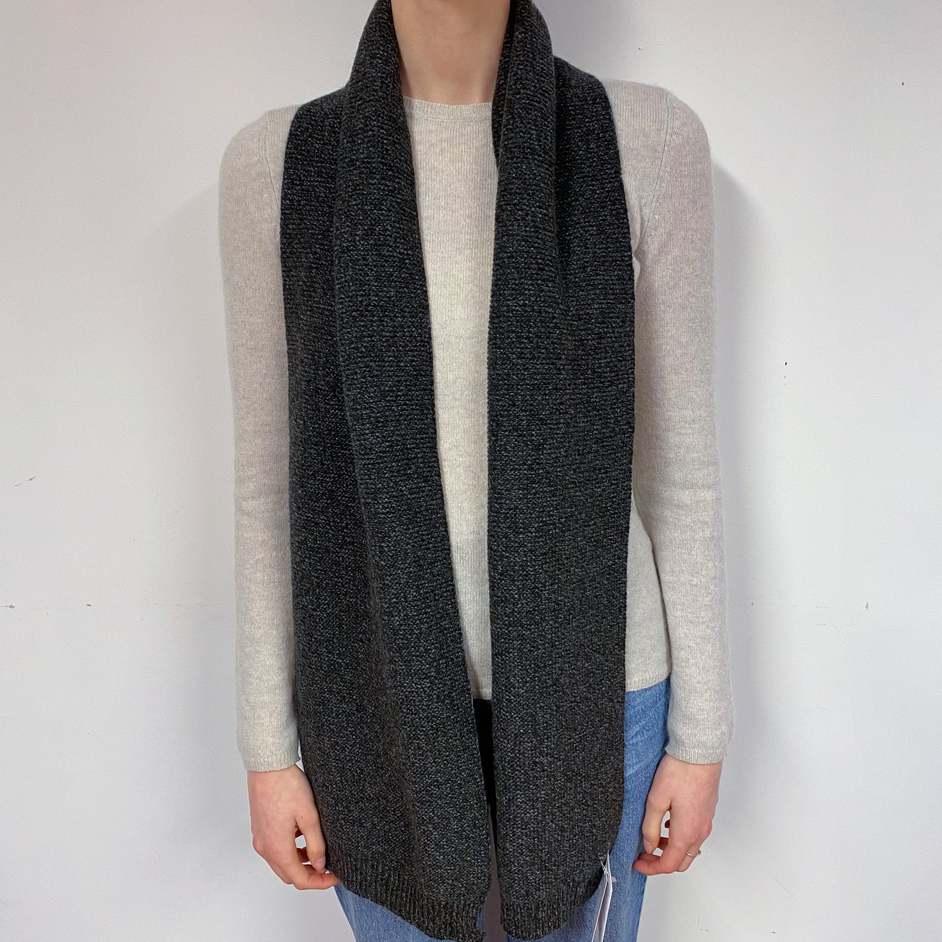 Brand New Scottish Cashmere Scarf Charcoal Grey