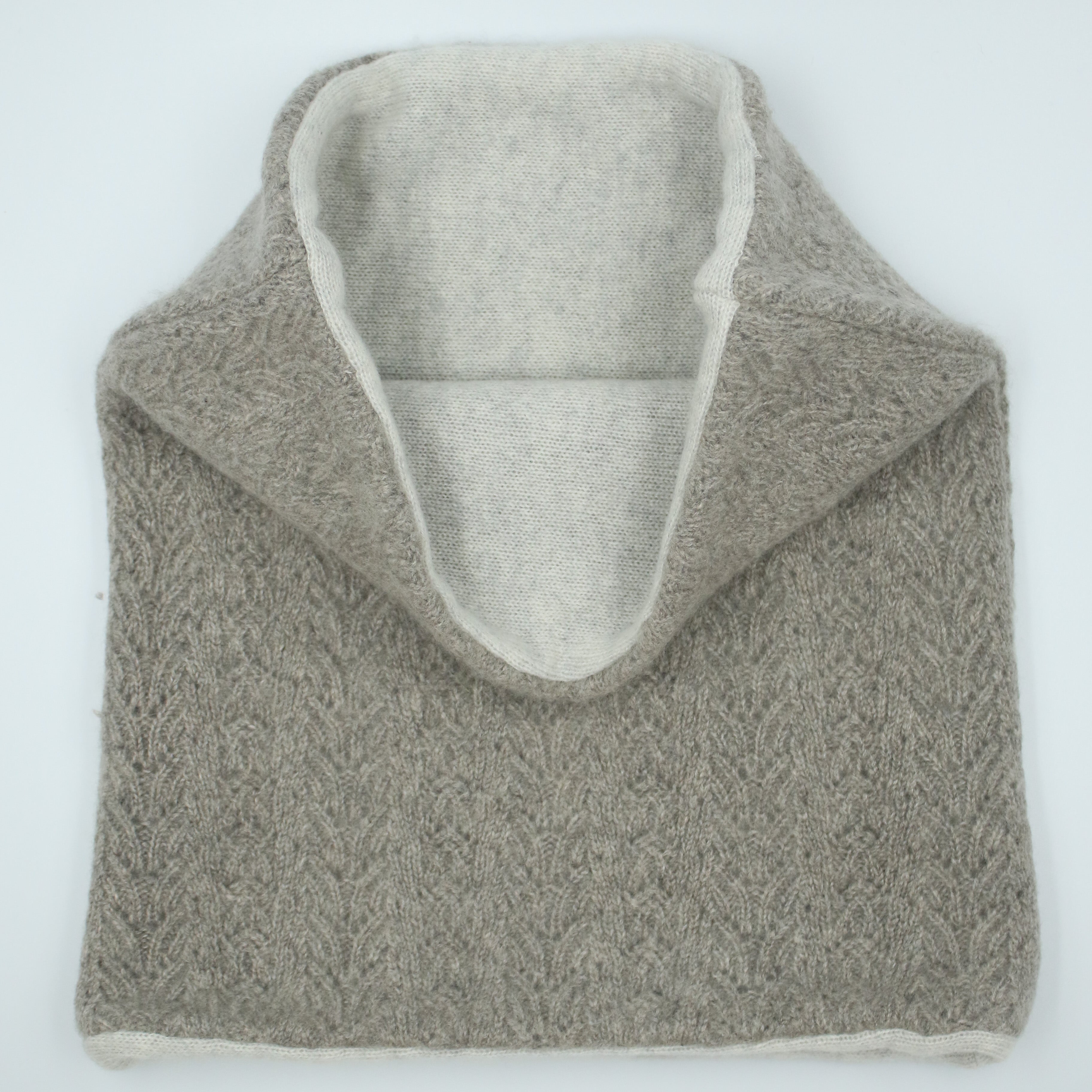 Pale Taupe Lace Knit Luxury Double Layered Snood
