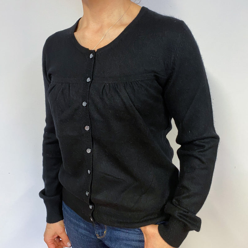 Black Ruched Front Crew Neck Cardigan Large