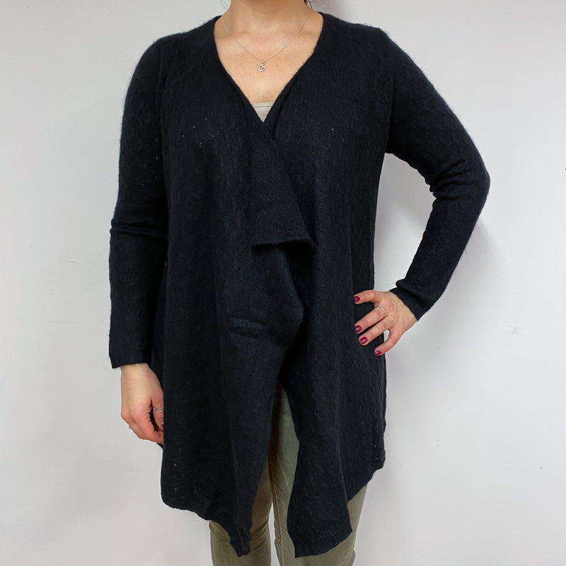 Black Waterfall Lace Knit Cardigan Large