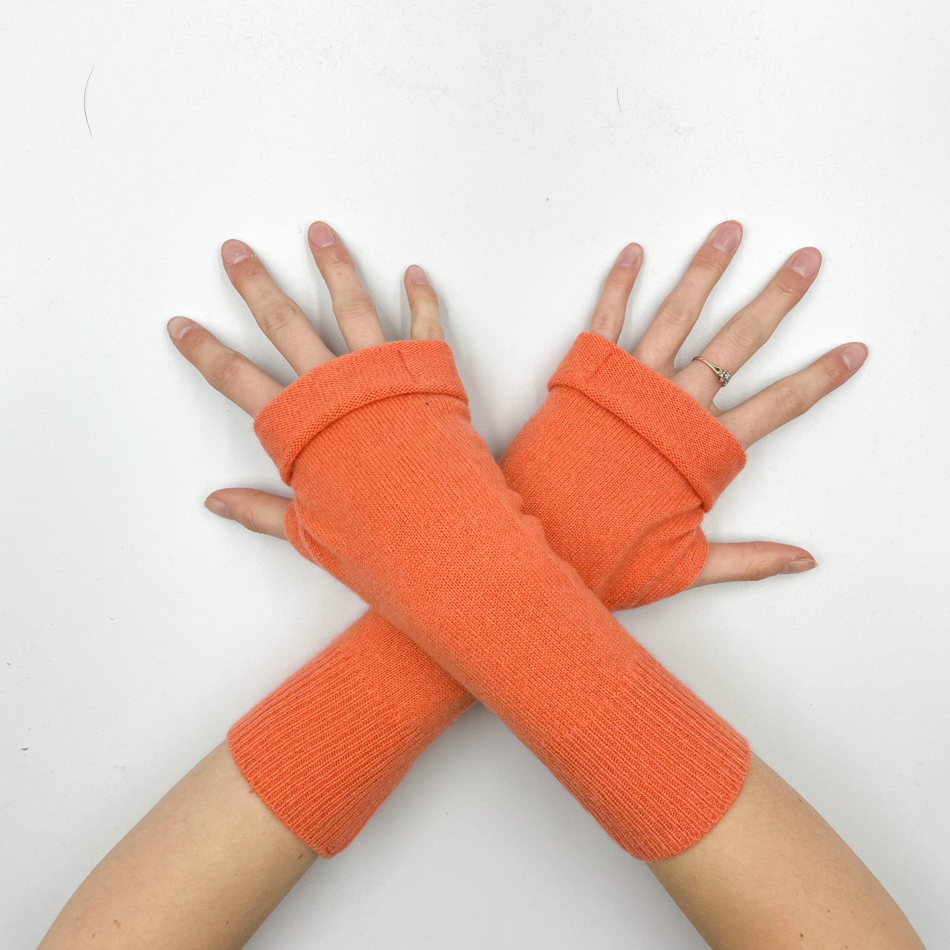 Papaya Orange Fingerless Gloves
