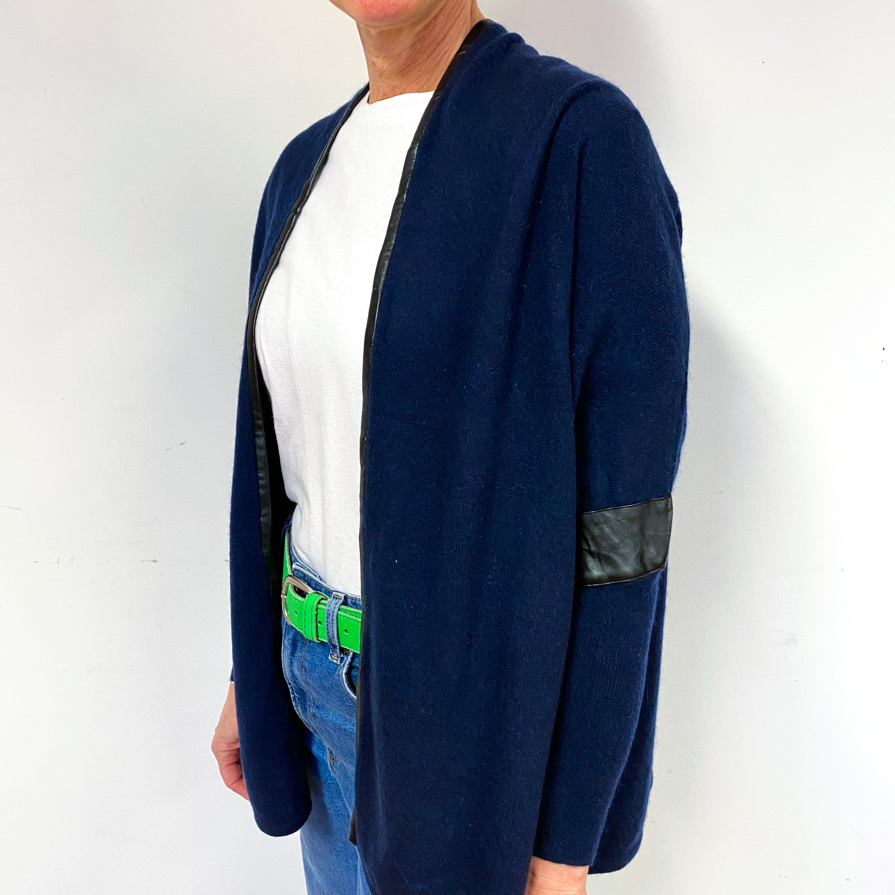 Dark Navy  Cashmere Edge to Edge Cardigan Medium