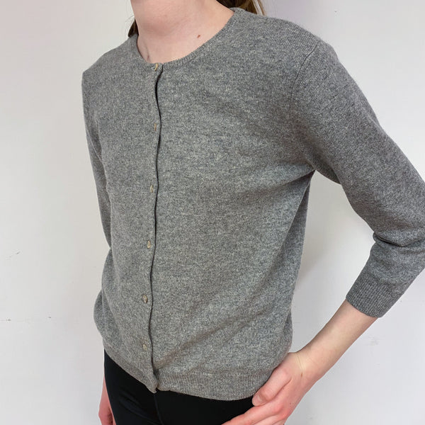 Children’s Ash Grey Cashmere Crew Neck Cardigan Age 14